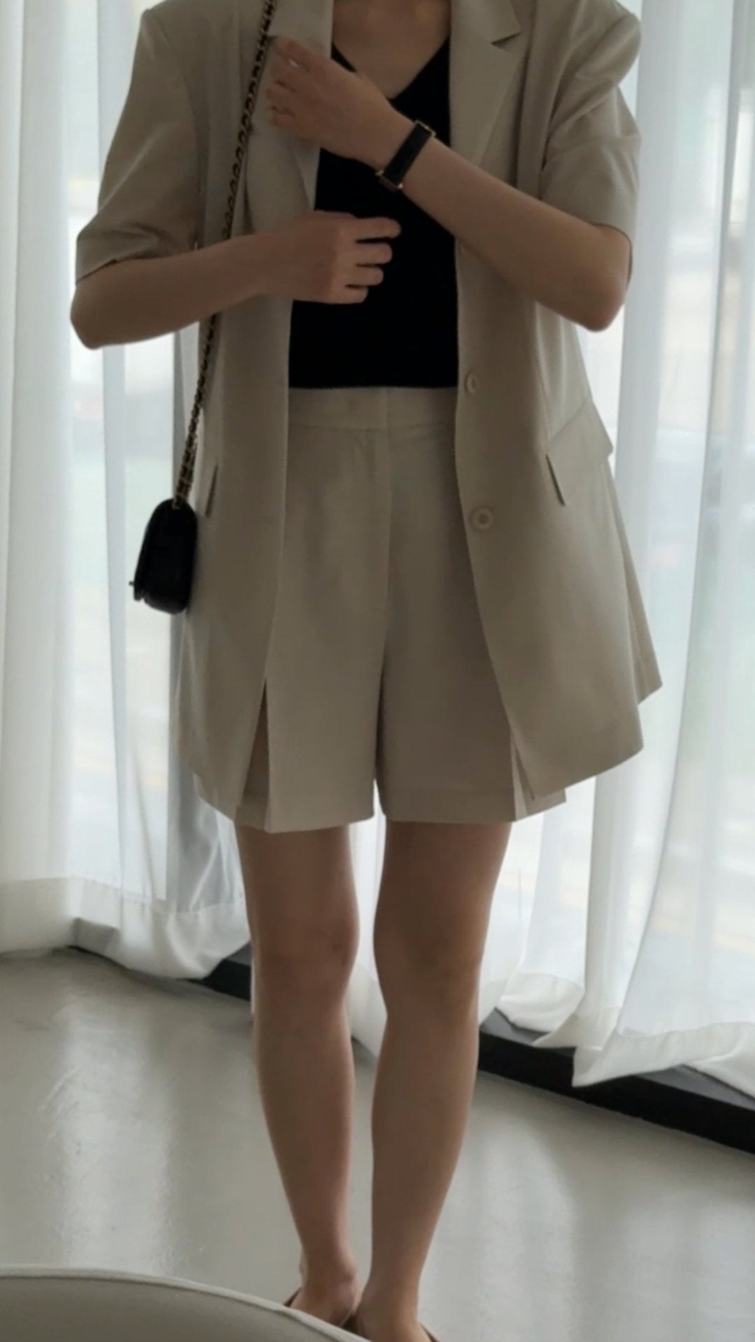 Summer Wool Tailored Suit Set - Light Beige