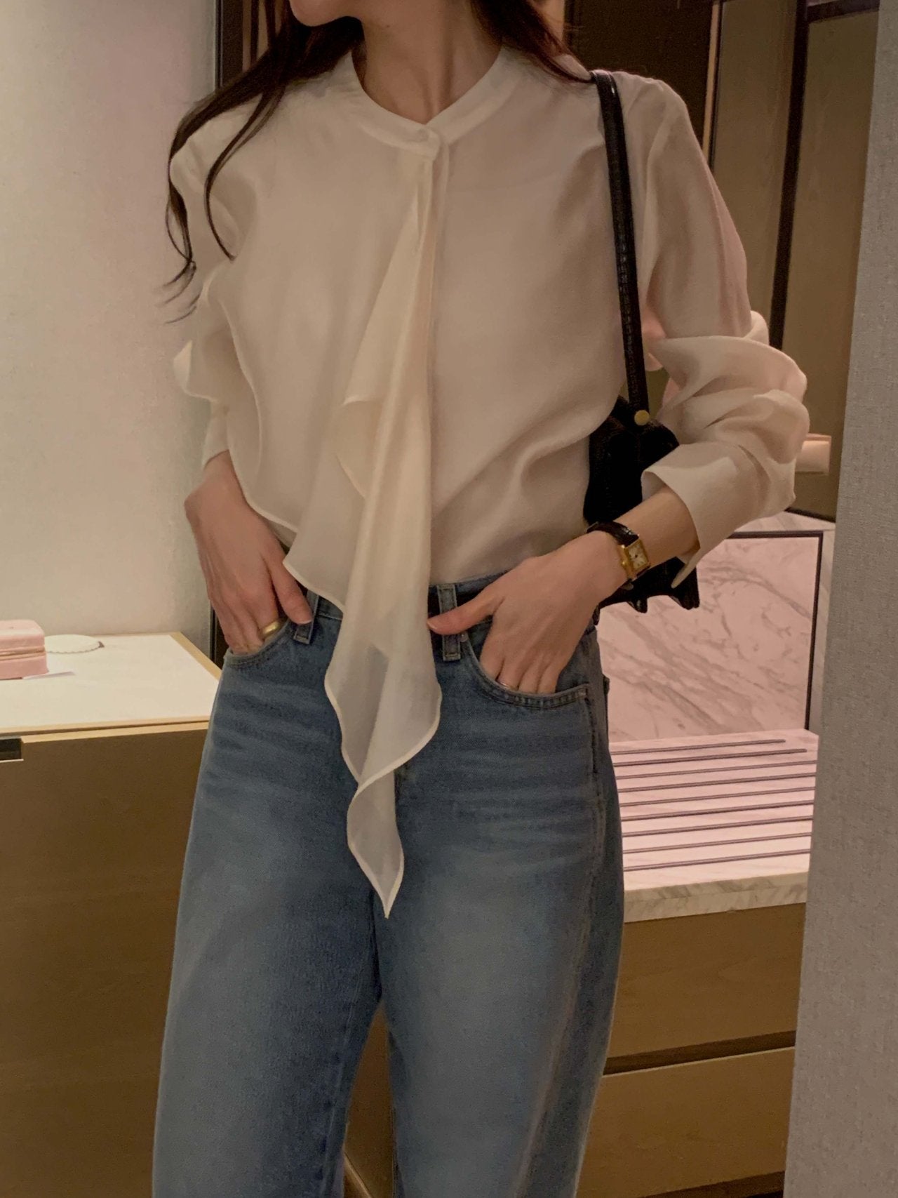 [Best Seller] Asymmetric Frill Blouse
