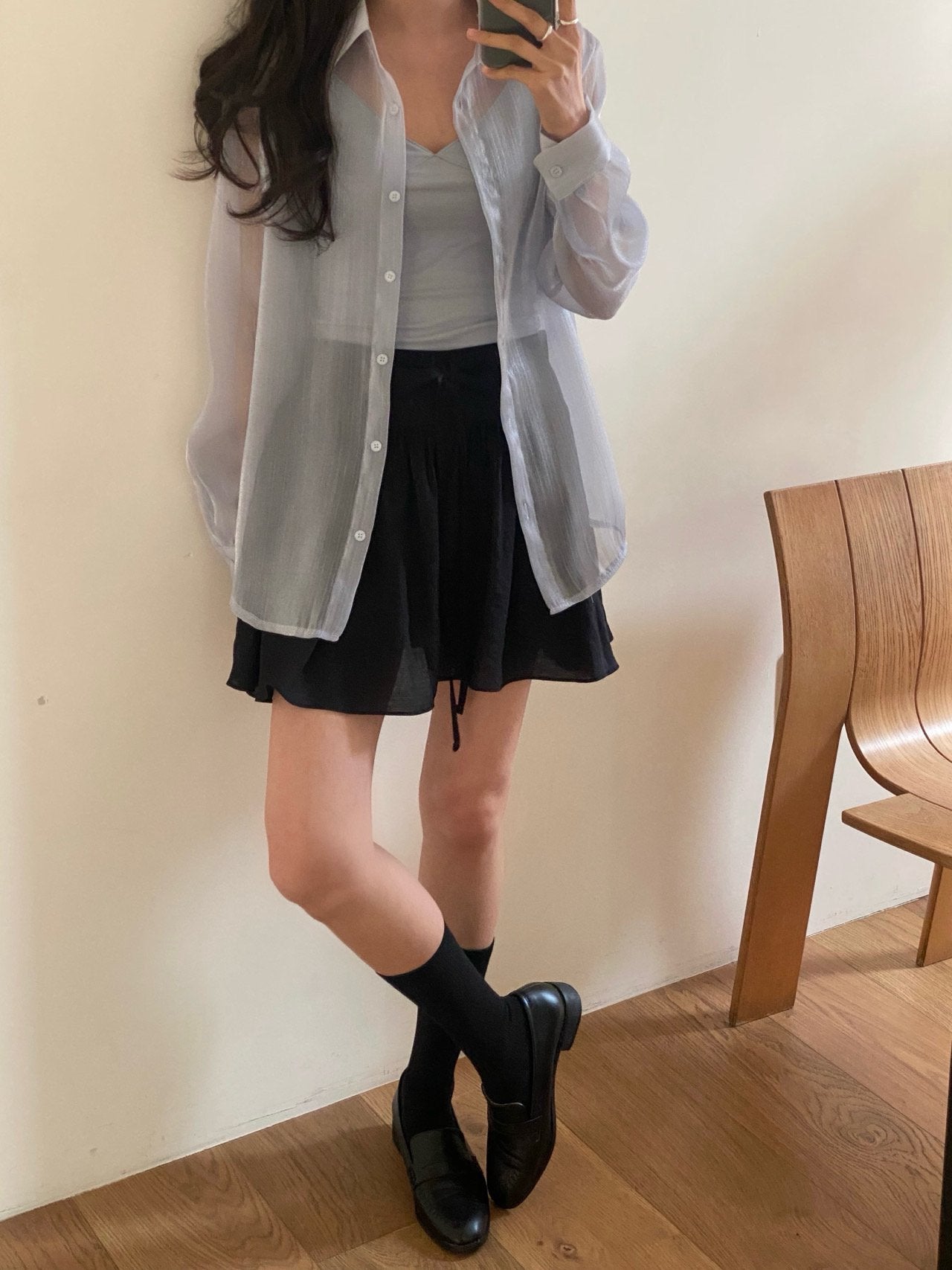 Luxury Organza Sheer Blouse – Sky Blue · White · Peach Pink