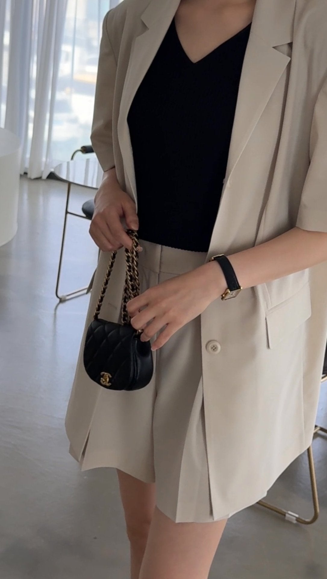 Summer Wool Tailored Suit Set - Light Beige