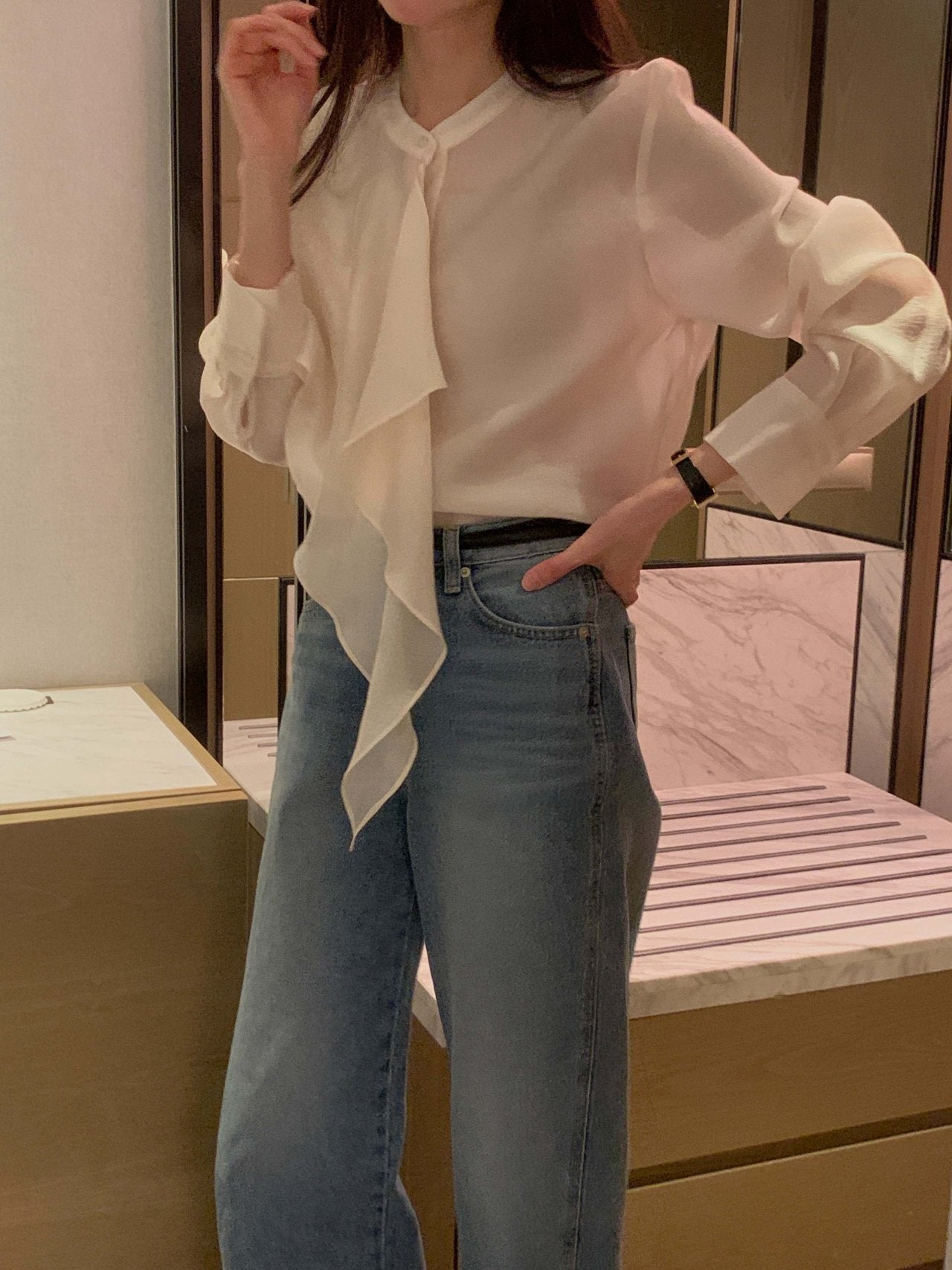 [Best Seller] Asymmetric Frill Blouse