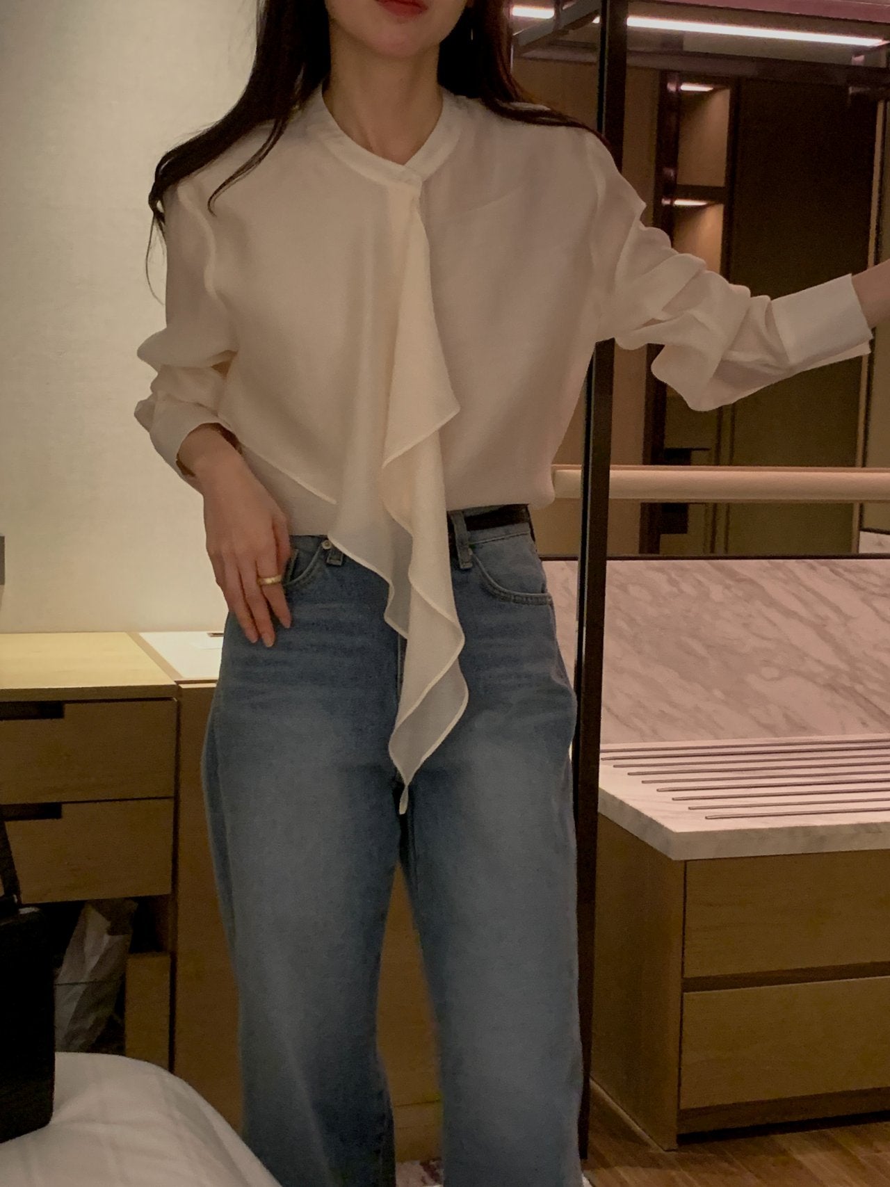 [Best Seller] Asymmetric Frill Blouse