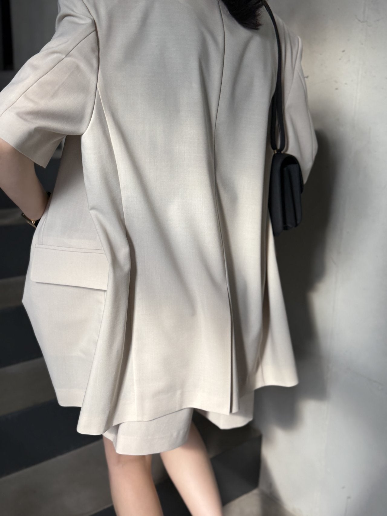 Summer Wool Tailored Suit Set - Light Beige