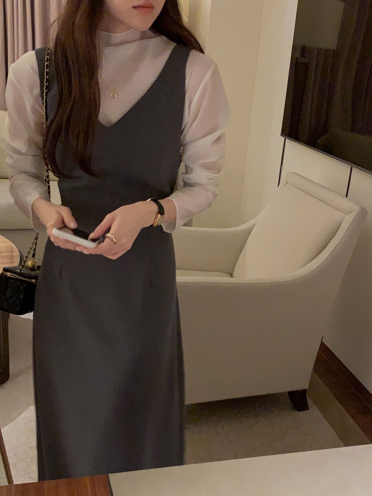 [Best Seller] Semi High Neck Draped Blouse