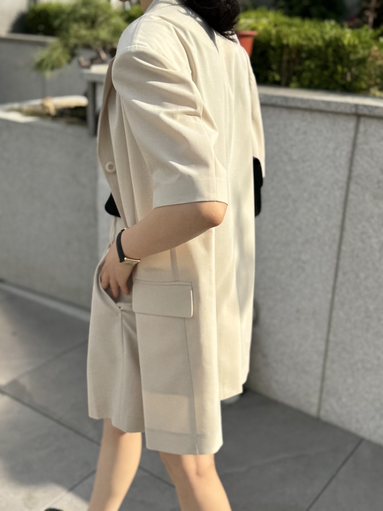 Summer Wool Tailored Suit Set - Light Beige