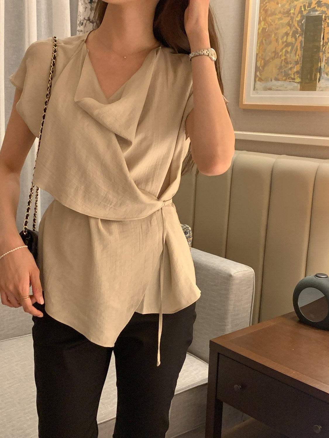 Draped Side-Button Blouse