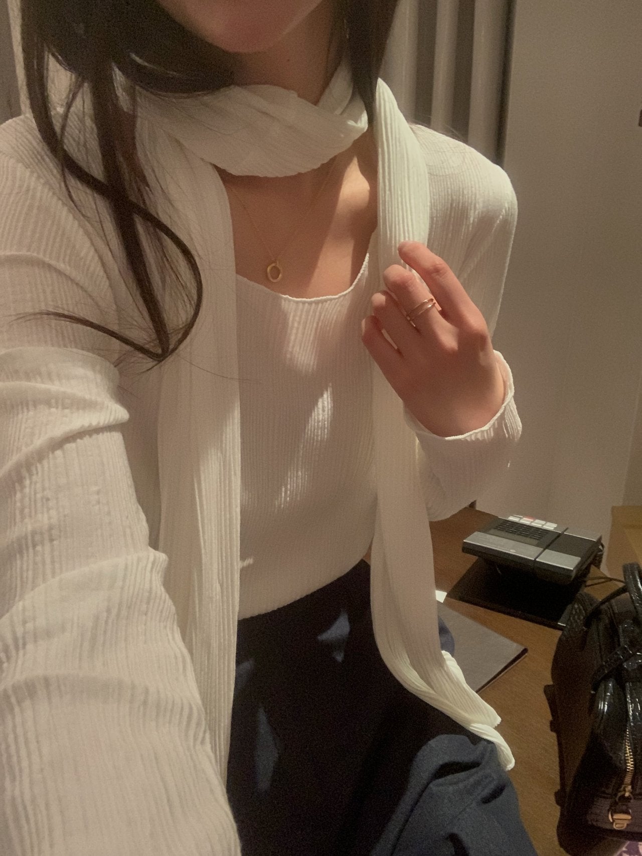 Pleated Scarf Set Tee