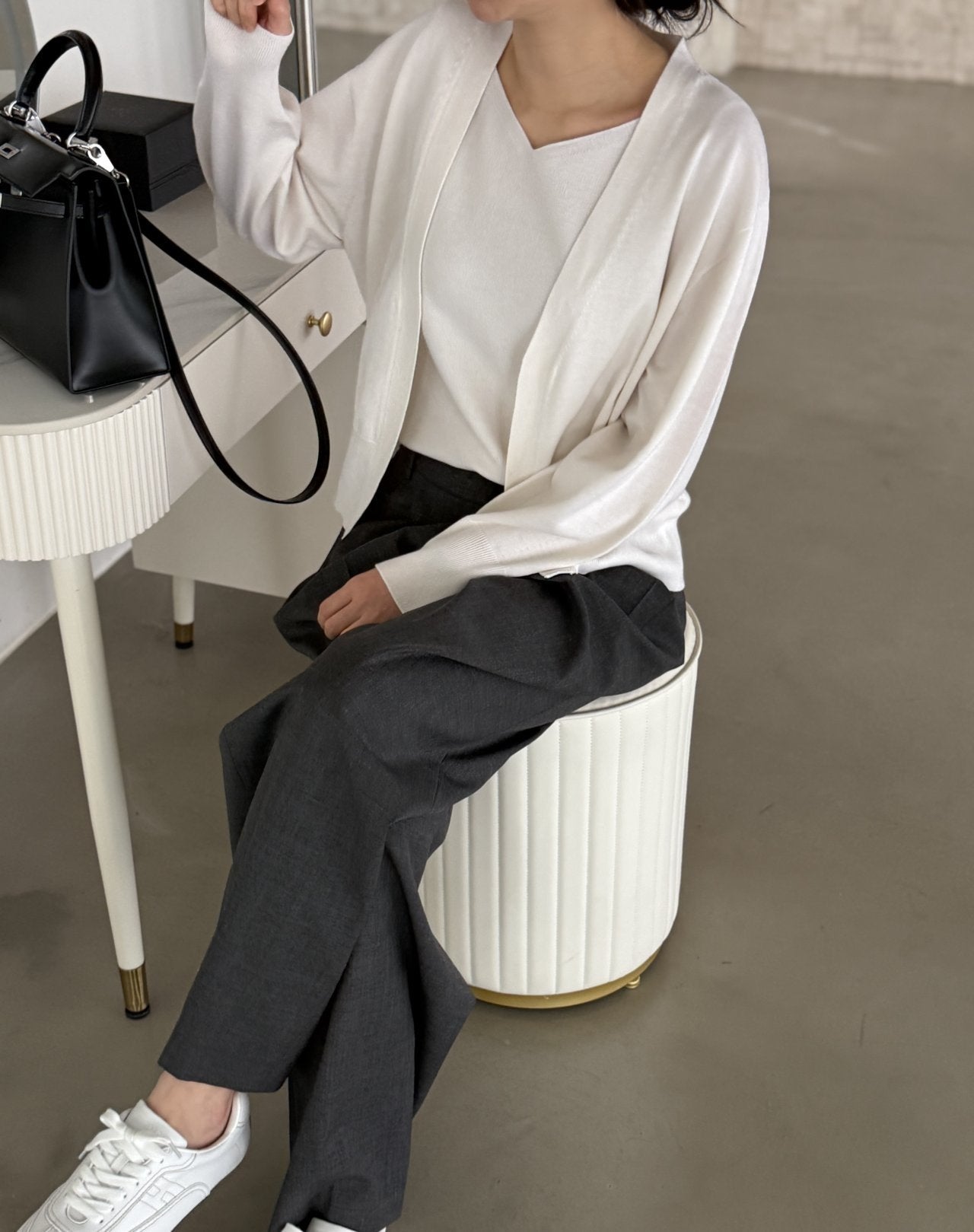 Signature Heart-Neck Cami & Cardigan Set - Cream Ivory