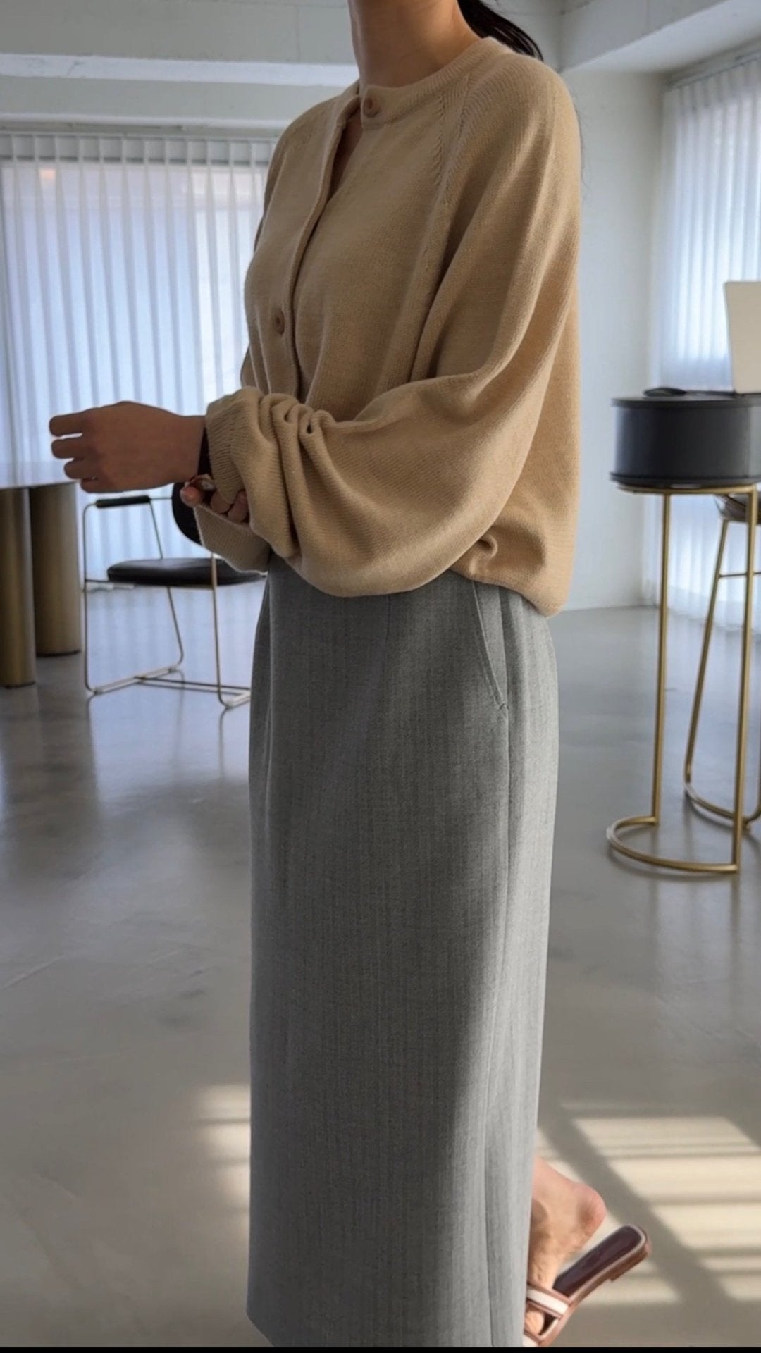 Seamless Relaxed Dolman Cardigan - Beige