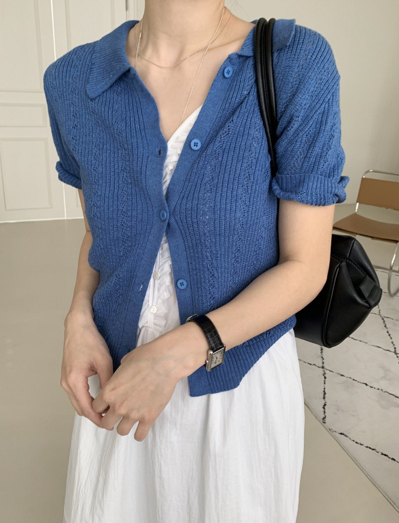 Summer Eyelet Knit Cardigan