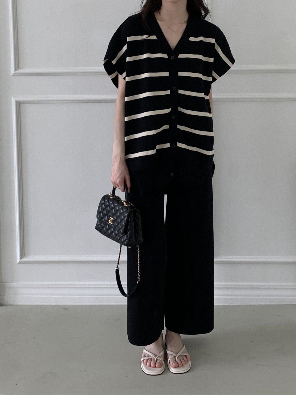 Chic Stripe Knit Two-Piece Set