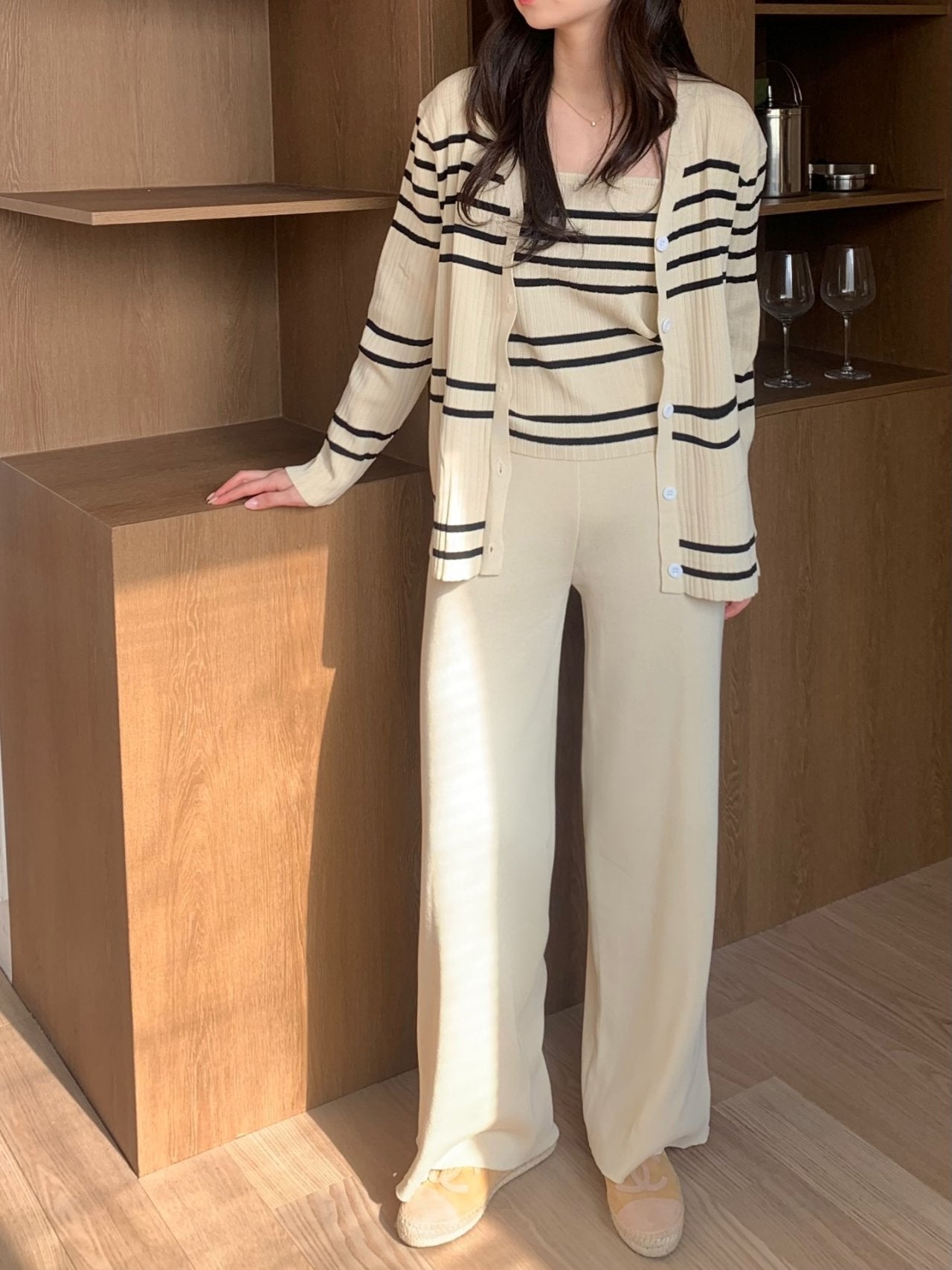 Elegant Stripe Knit 3-Piece Set