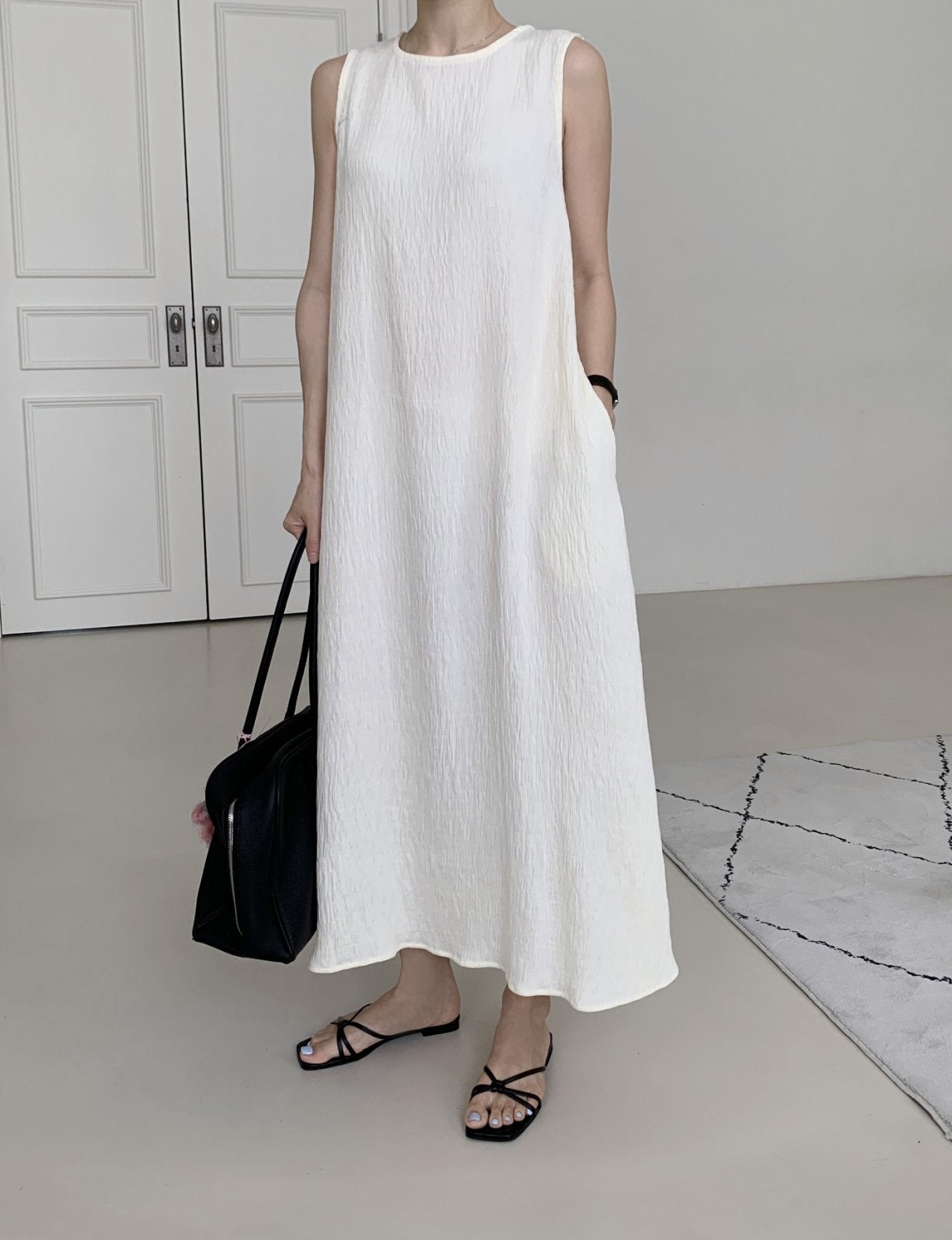 Refined Pleated Dress with Back Detail