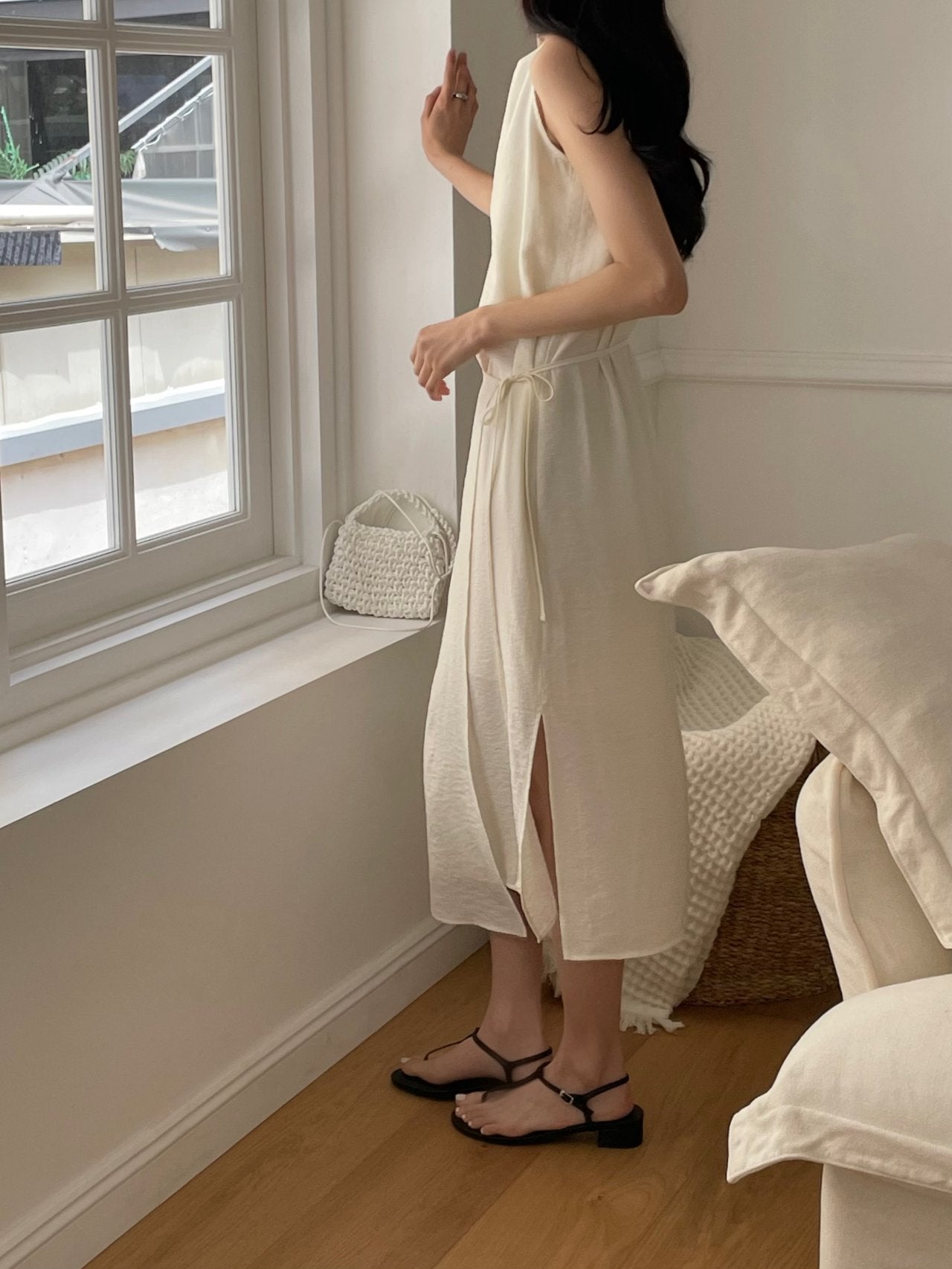 Elegant Boat Neck Wrap Sleeveless Dress