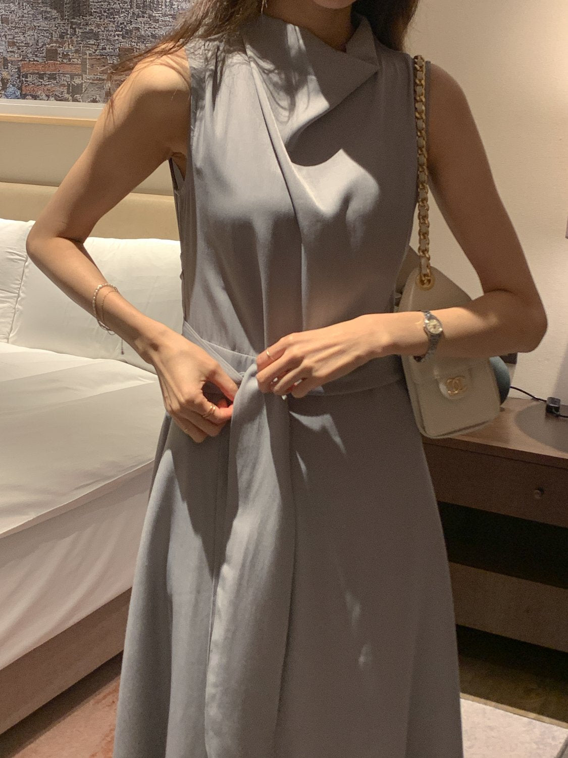 Chocolat Draped Flare Dress