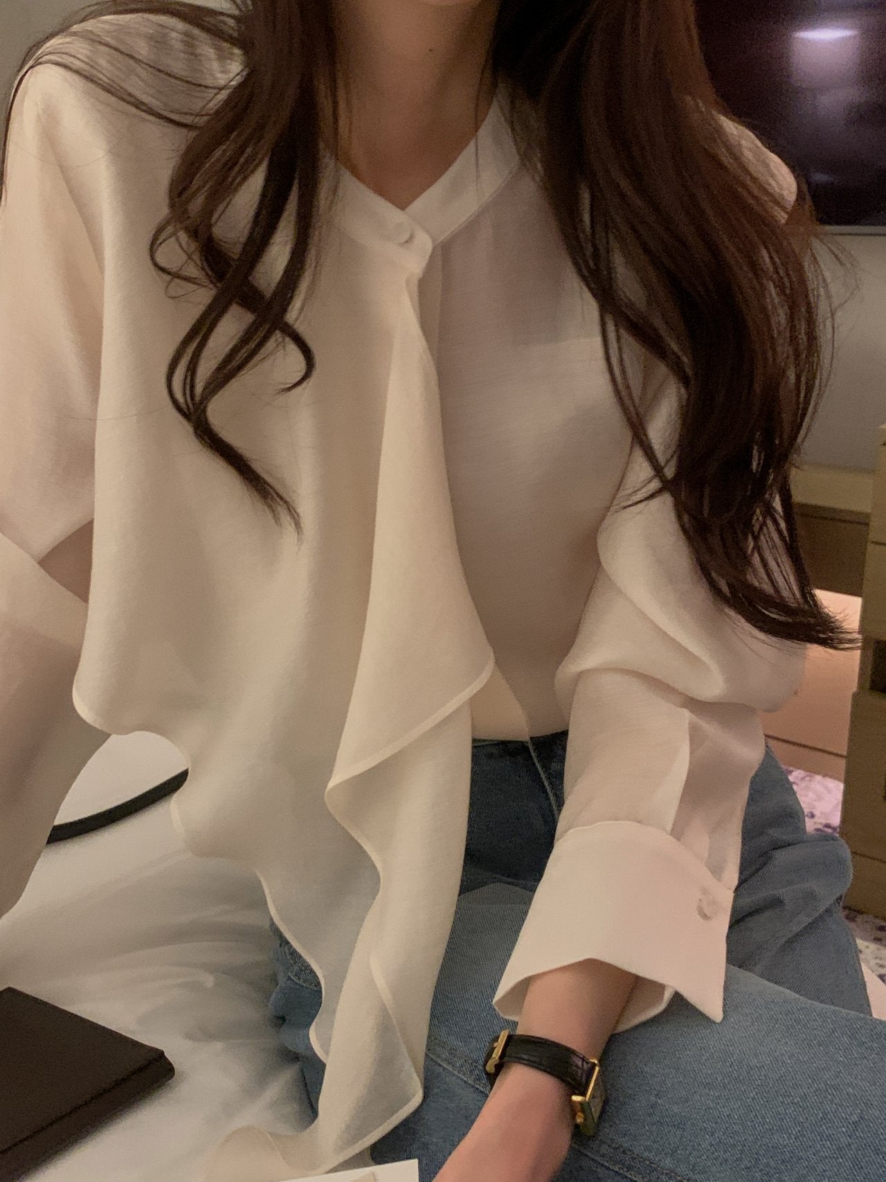 [Best Seller] Asymmetric Frill Blouse