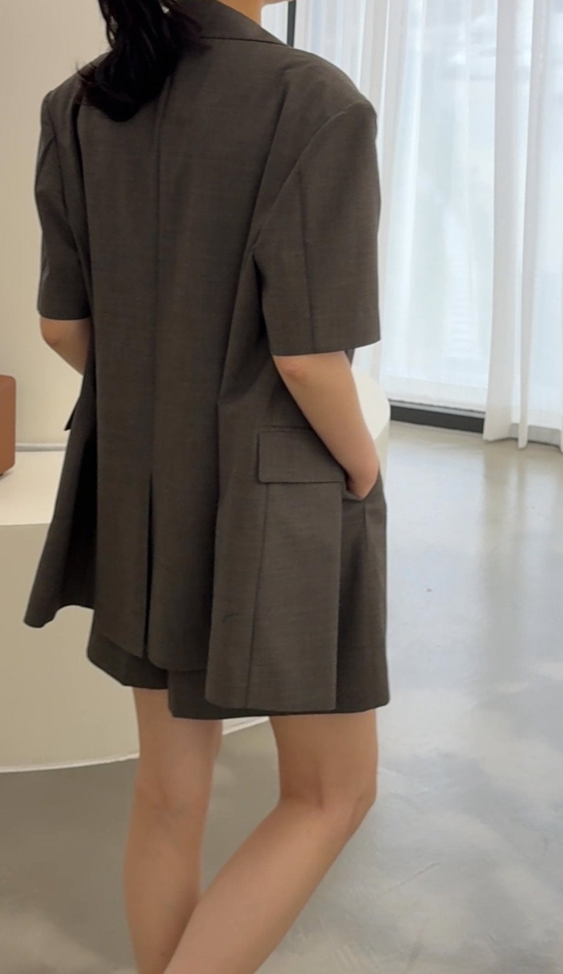 Summer Wool Tailored Suit Set - Smoky Brown