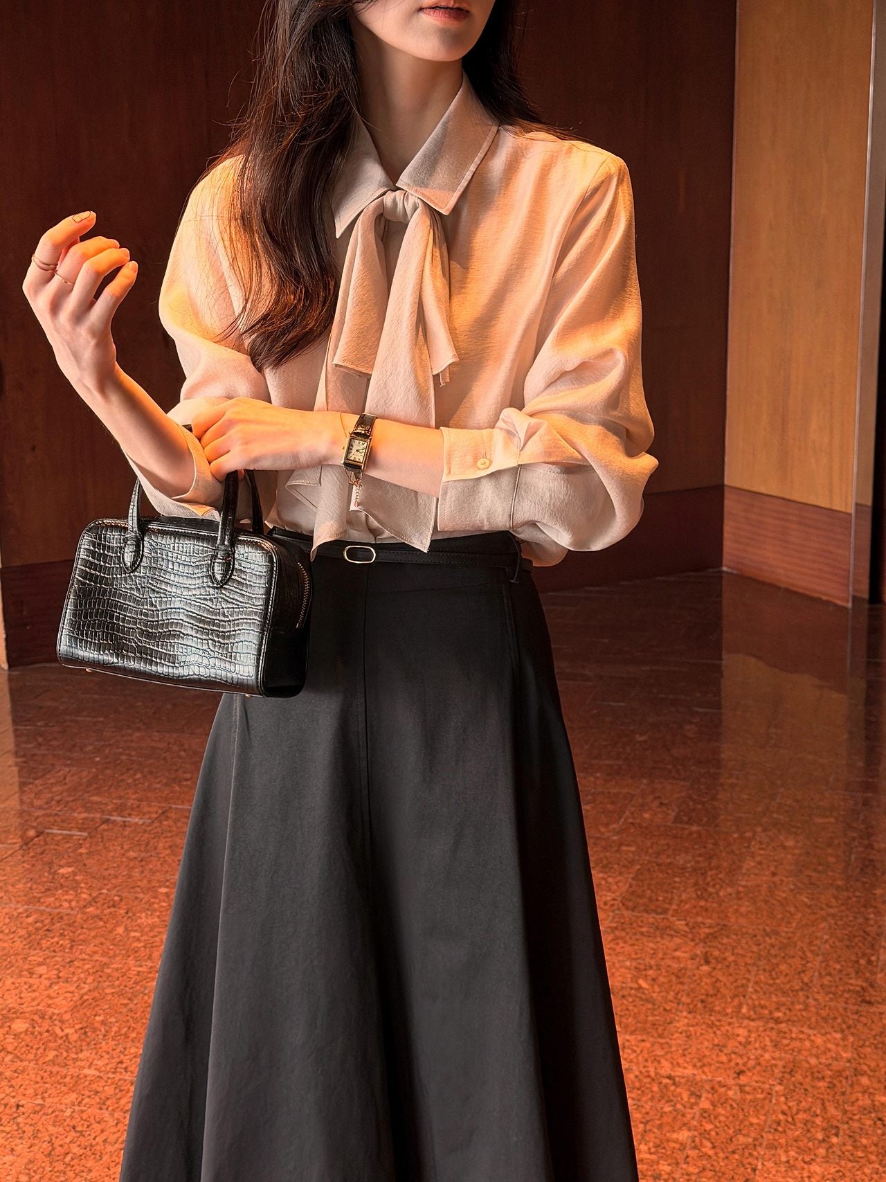 2-Way Hidden-Placket Tencel Blouse
