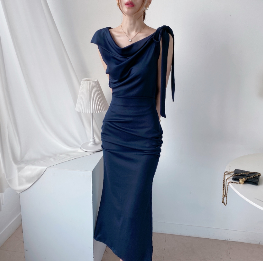 Scarf Asymmetric Sleeveless Blouse
