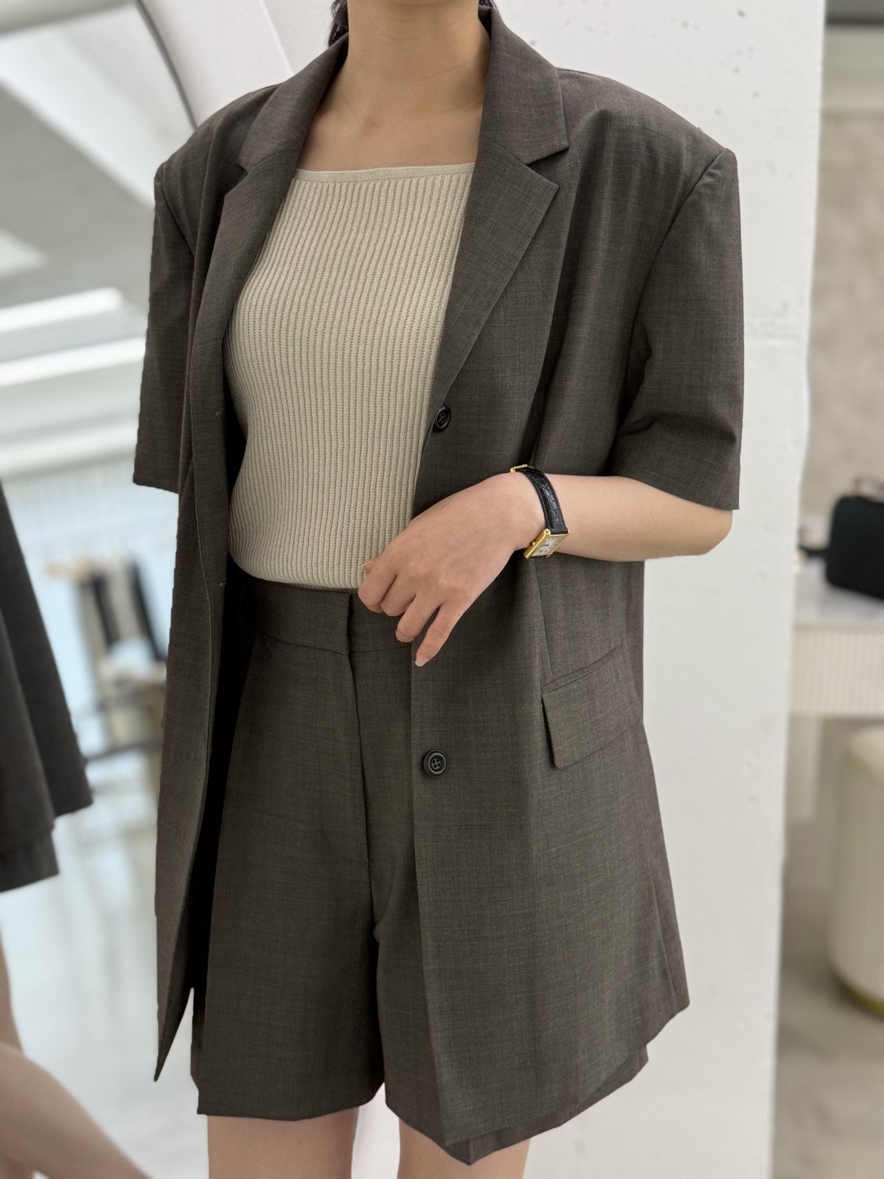 Summer Wool Tailored Suit Set - Smoky Brown