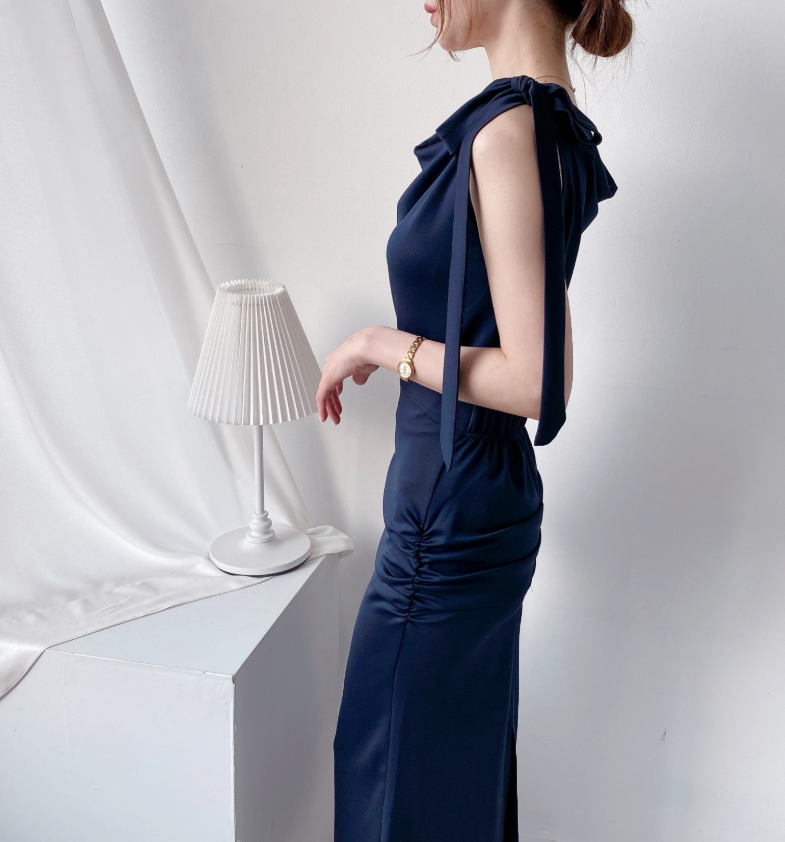 Scarf Asymmetric Sleeveless Blouse
