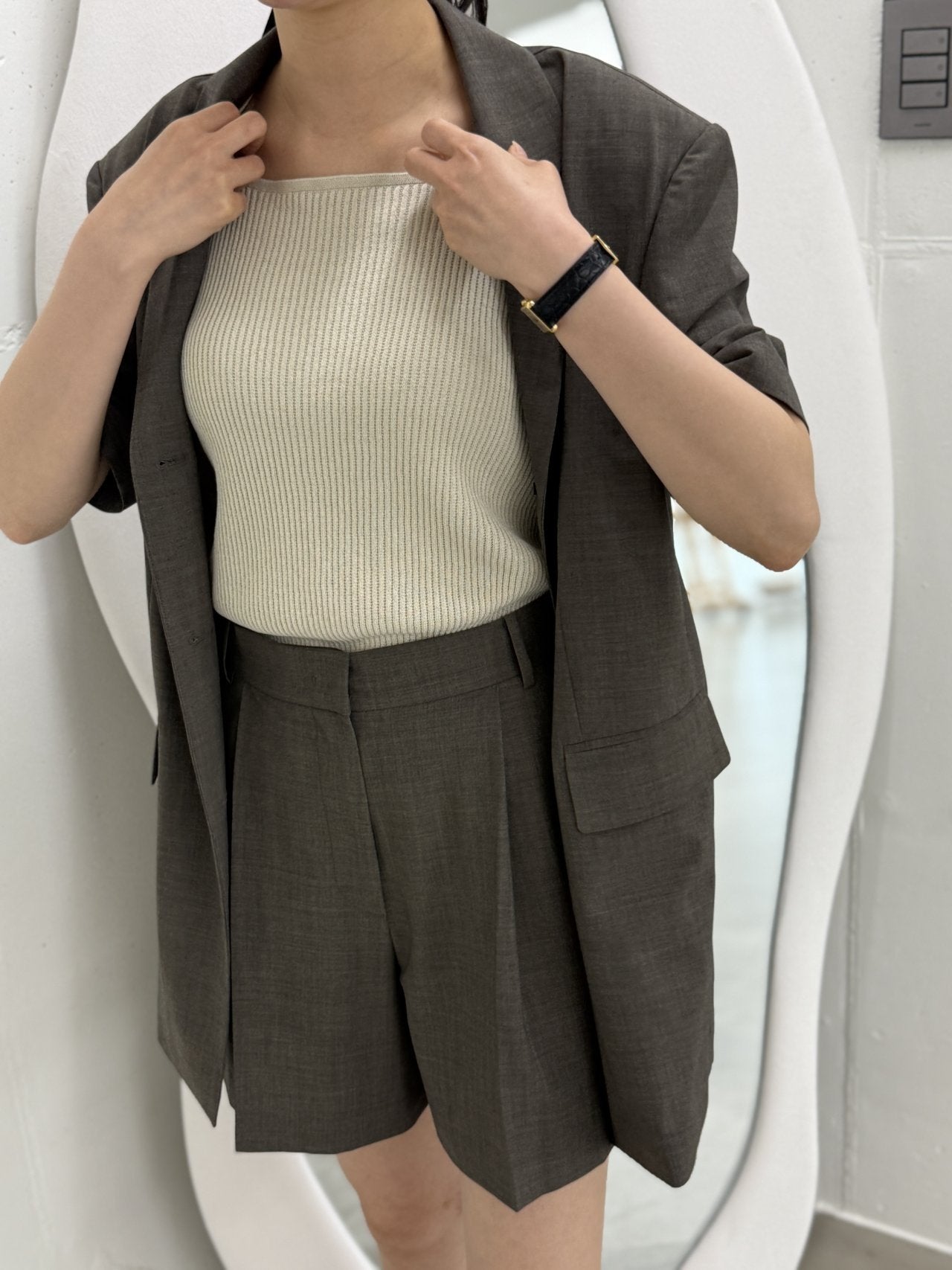 Summer Wool Tailored Suit Set - Smoky Brown