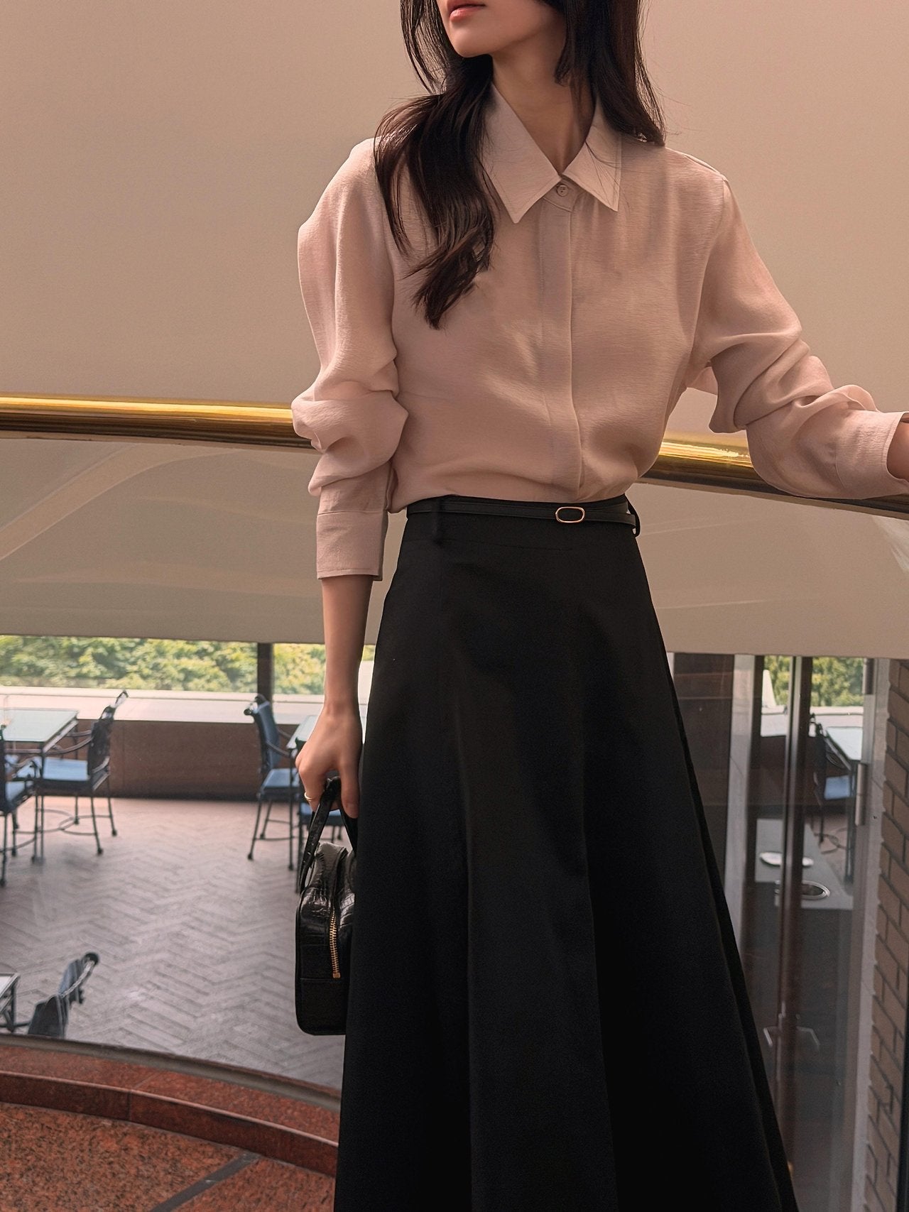2-Way Hidden-Placket Tencel Blouse