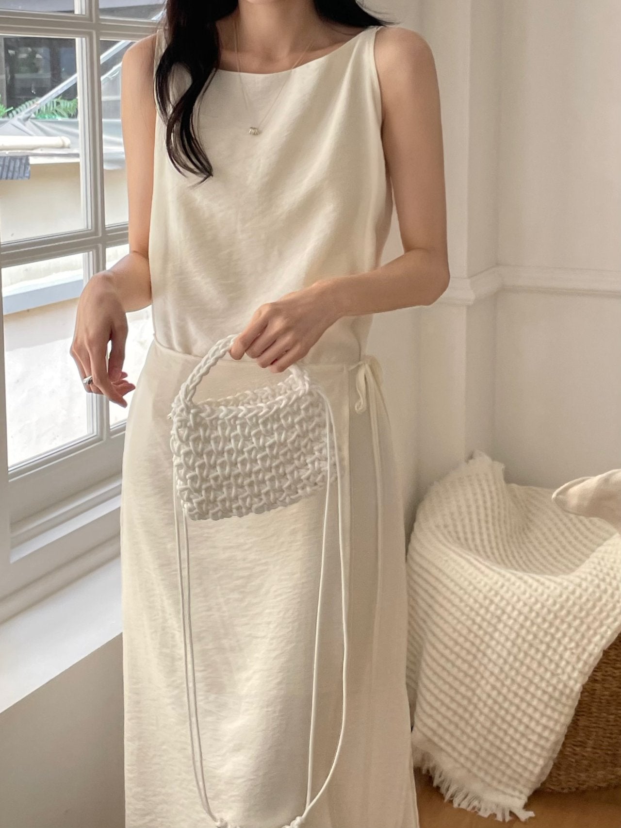 Elegant Boat Neck Wrap Sleeveless Dress