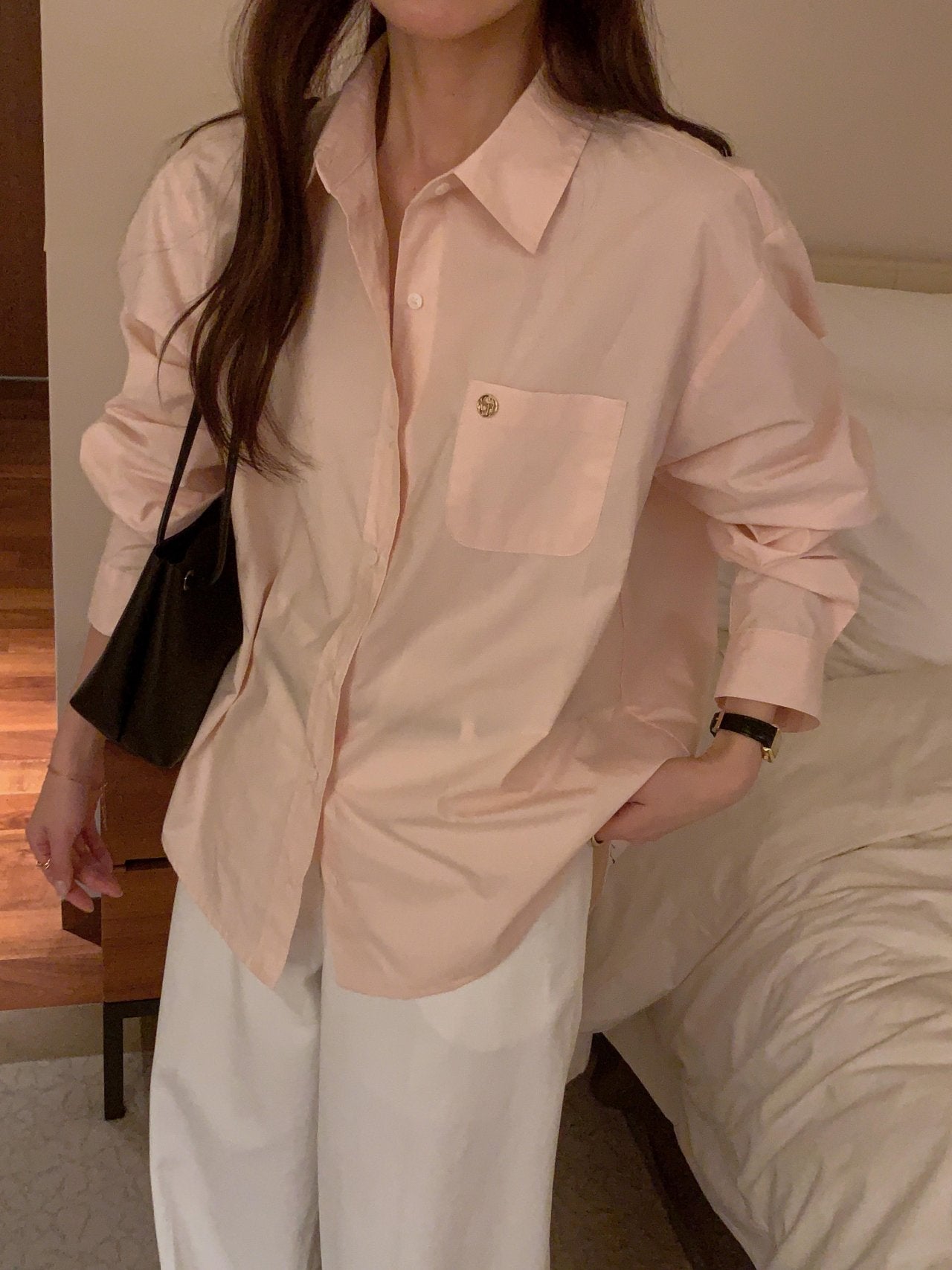 [Best Seller] Essential Cotton Button Down Shirt * Local Delivery: 1–2 Business Days (pink) *