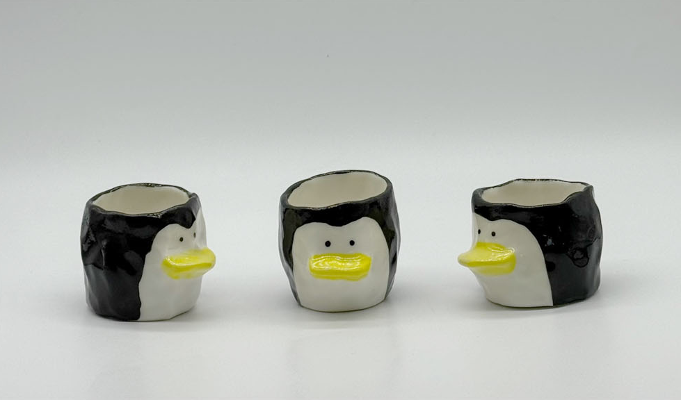 [Handmade Korean Ceramics] Big Beak Penguin Soju Cup