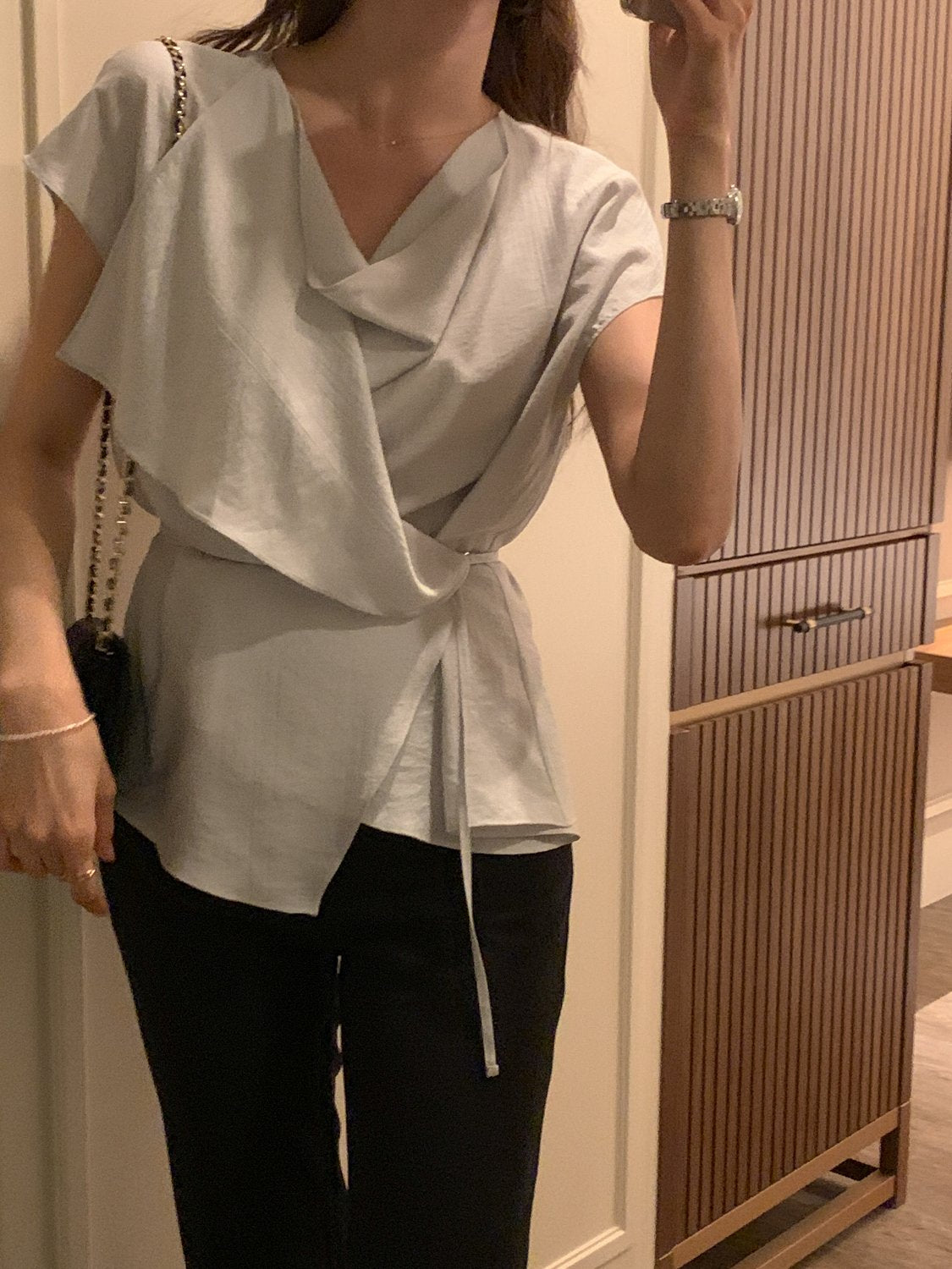 Draped Side-Button Blouse