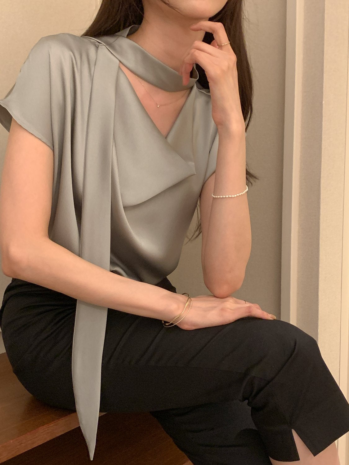 Tie Draping Blouse