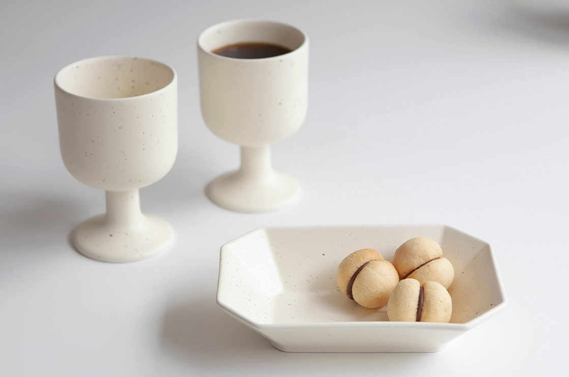 [Handmade Korean Ceramics] 3-Piece Wine Glass + Bowl Set