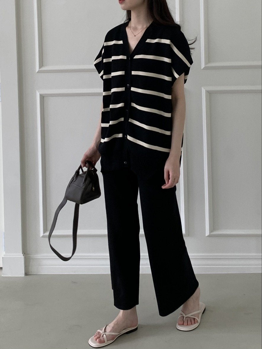 Chic Stripe Knit Two-Piece Set