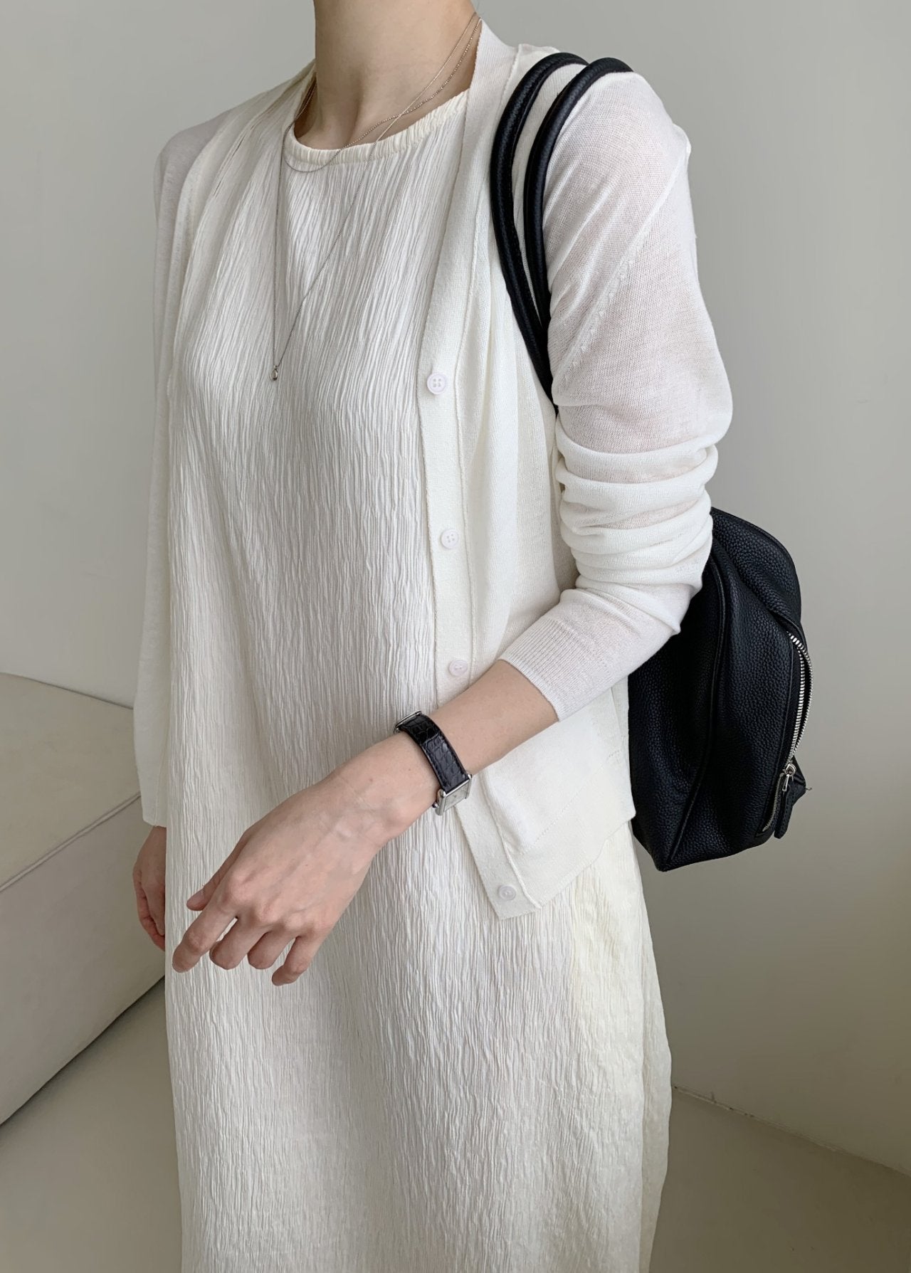 Refined Pleated Dress with Back Detail