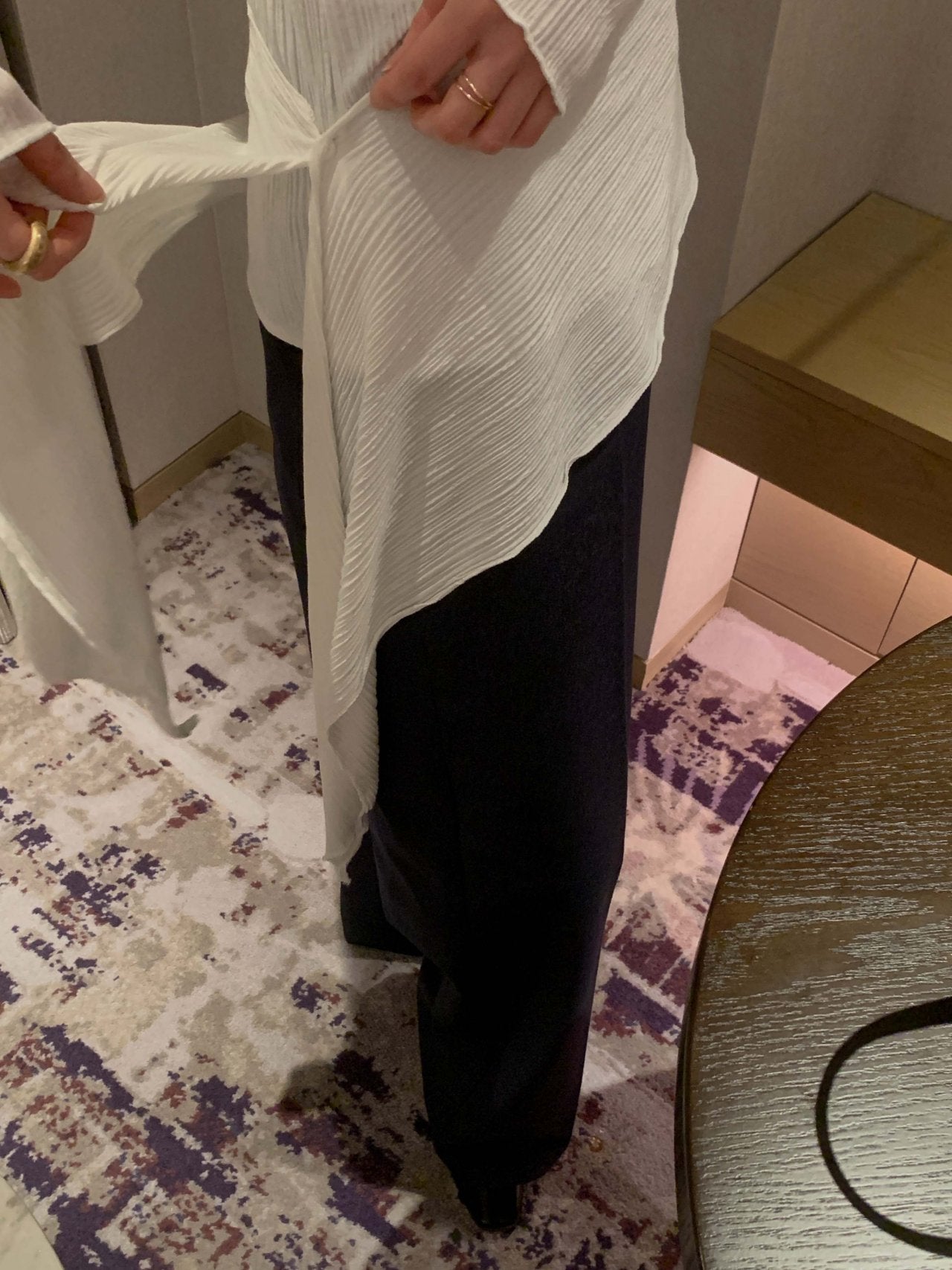 Pleated Scarf Set Tee