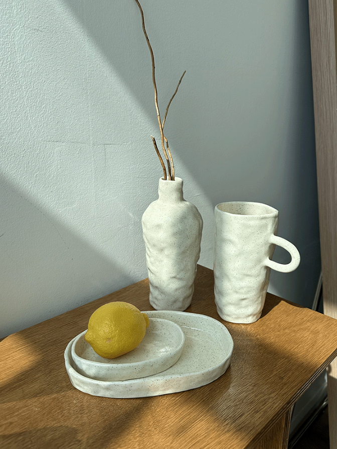 [Handmade Korean Ceramics] Wave Mug Oatmeal