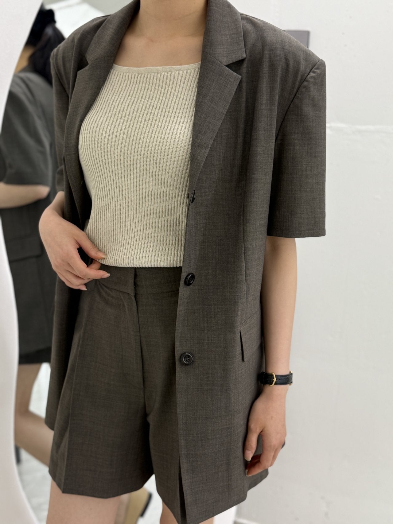 Summer Wool Tailored Suit Set - Smoky Brown