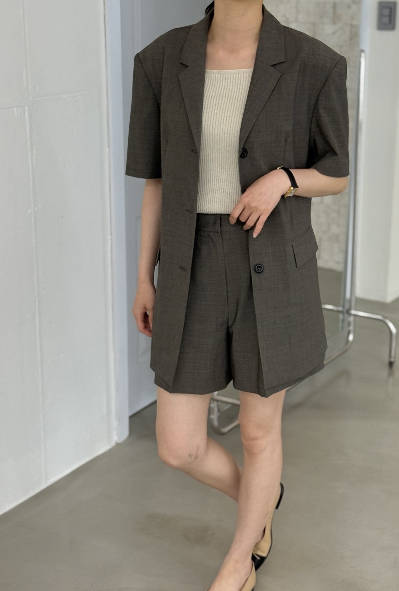 Summer Wool Tailored Suit Set - Smoky Brown