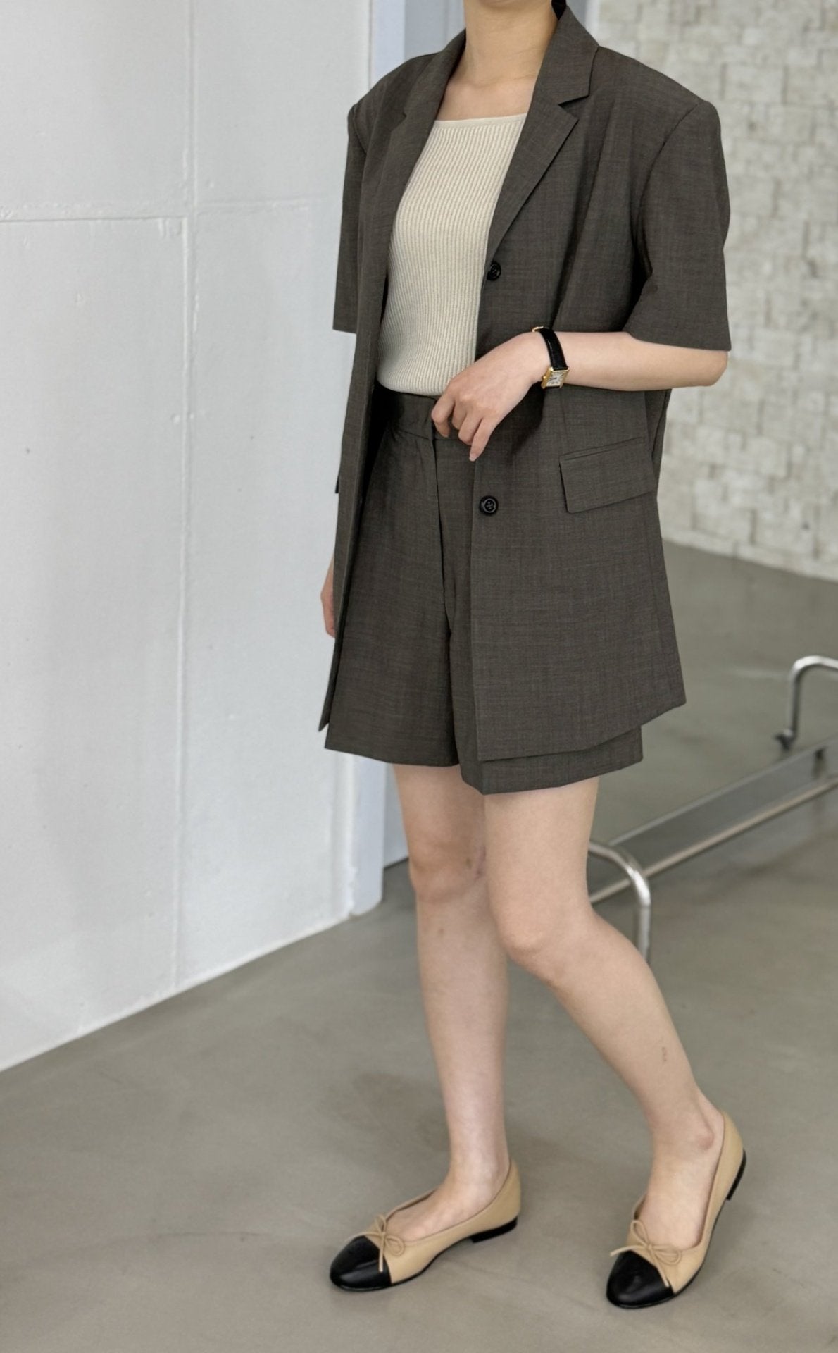 Summer Wool Tailored Suit Set - Smoky Brown