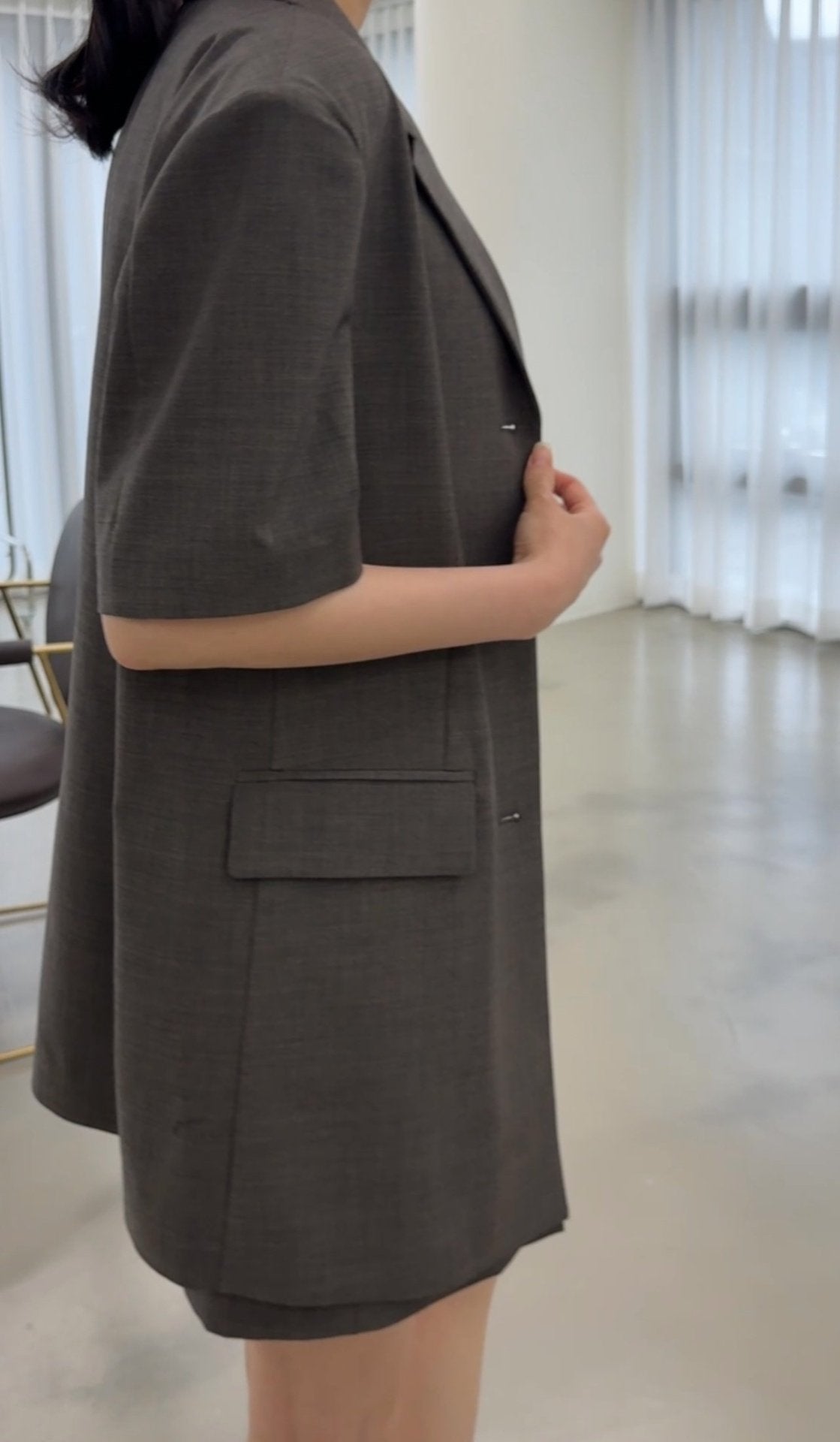 Summer Wool Tailored Suit Set - Smoky Brown