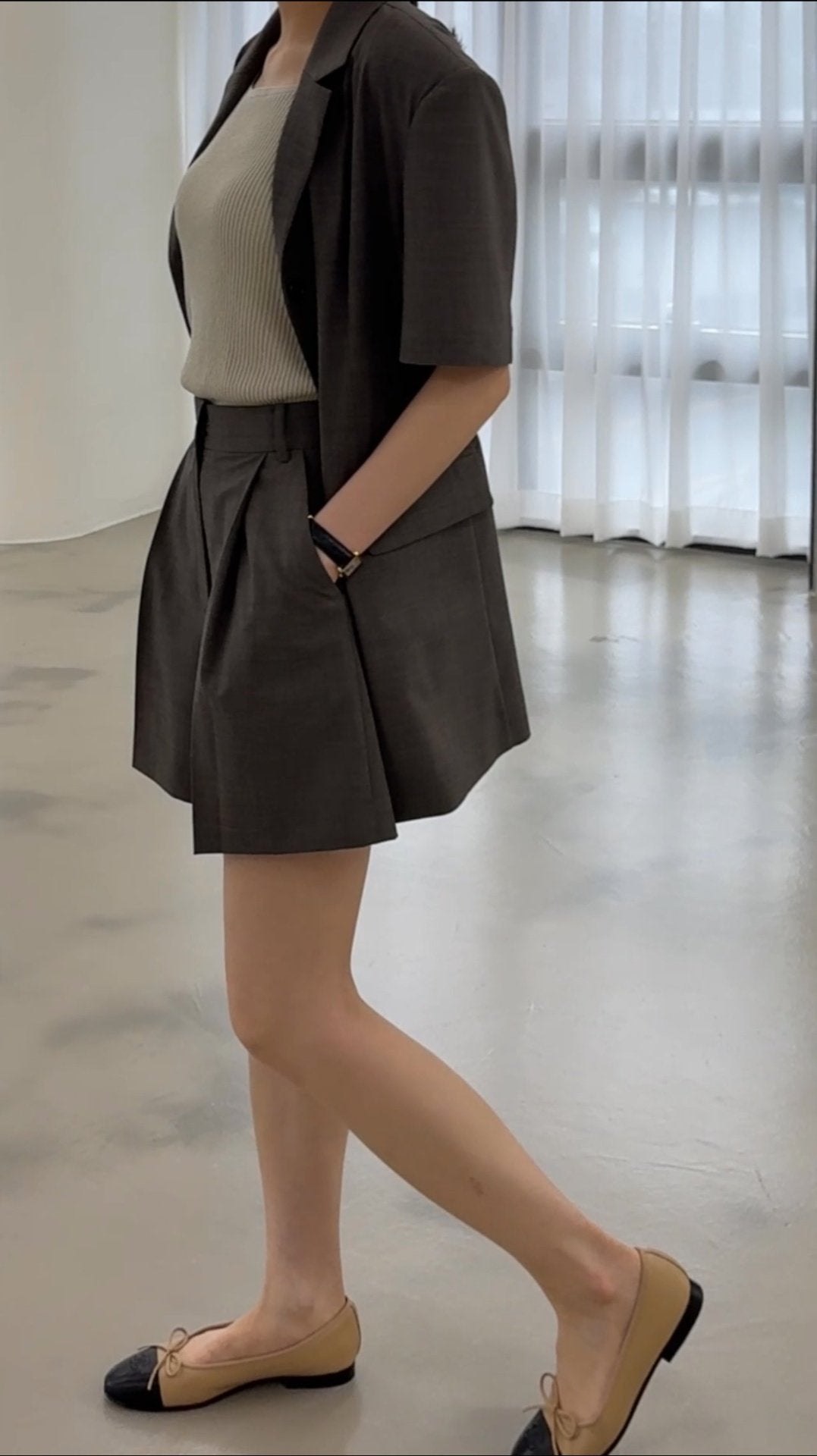 Summer Wool Tailored Suit Set - Smoky Brown