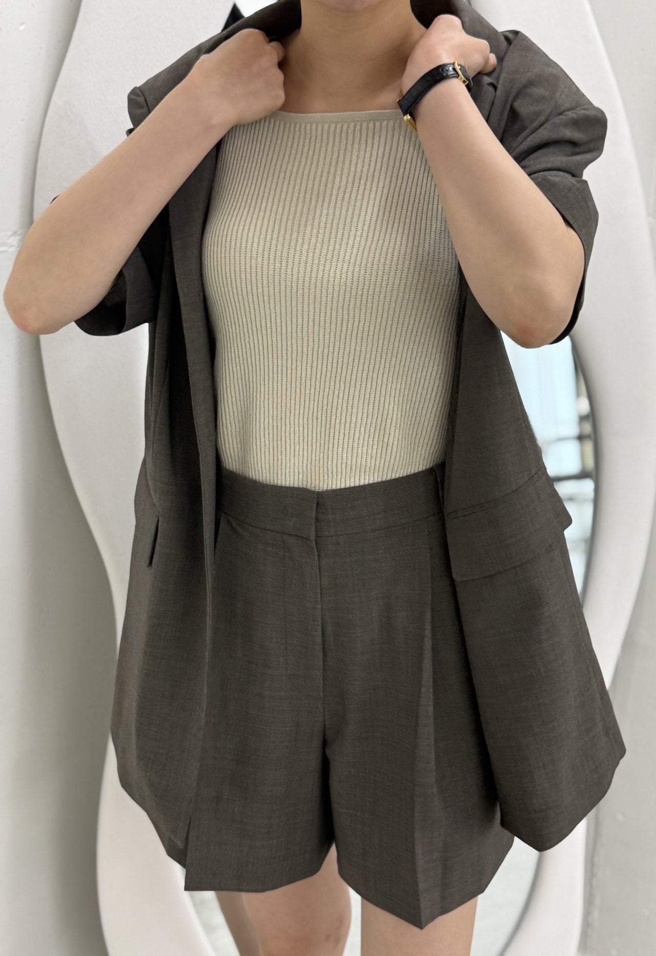 Summer Wool Tailored Suit Set - Smoky Brown