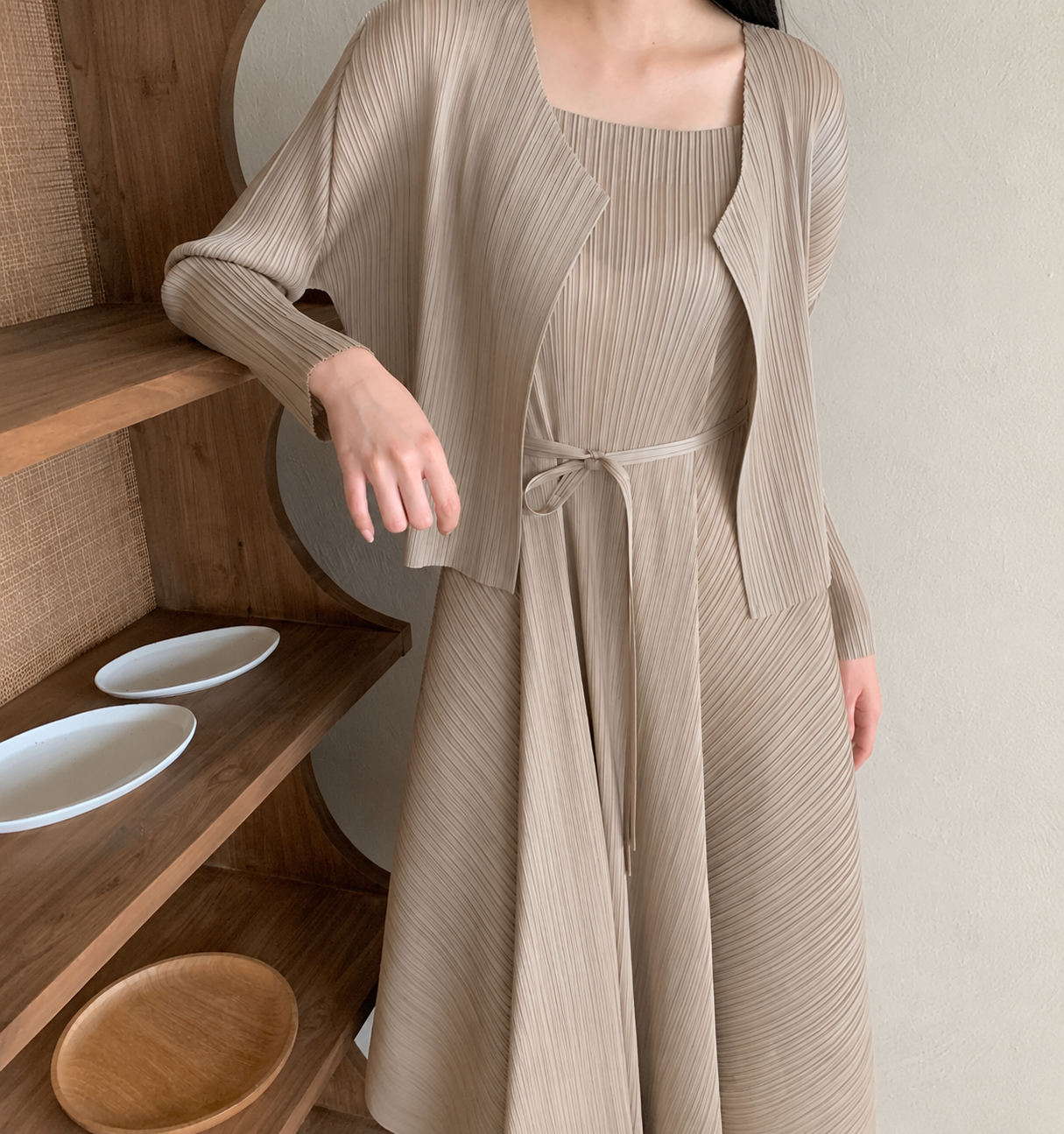 Premium Pleated Strappy Balloon Maxi Dress
