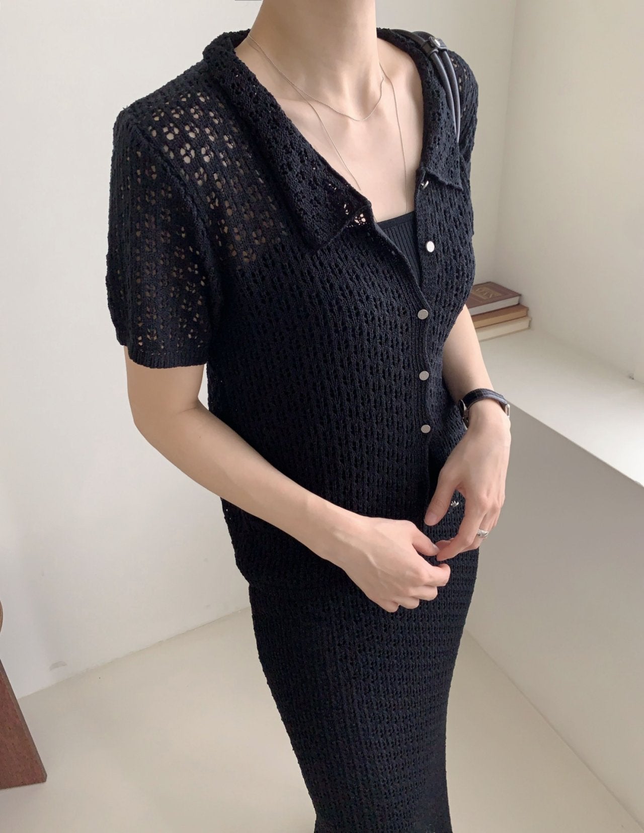 LuxeCrochet Knit Cardigan & Skirt Set