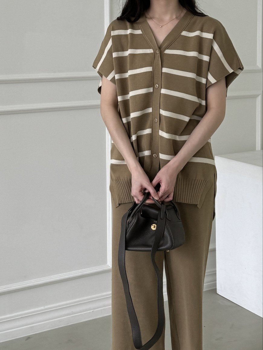 Chic Stripe Knit Two-Piece Set