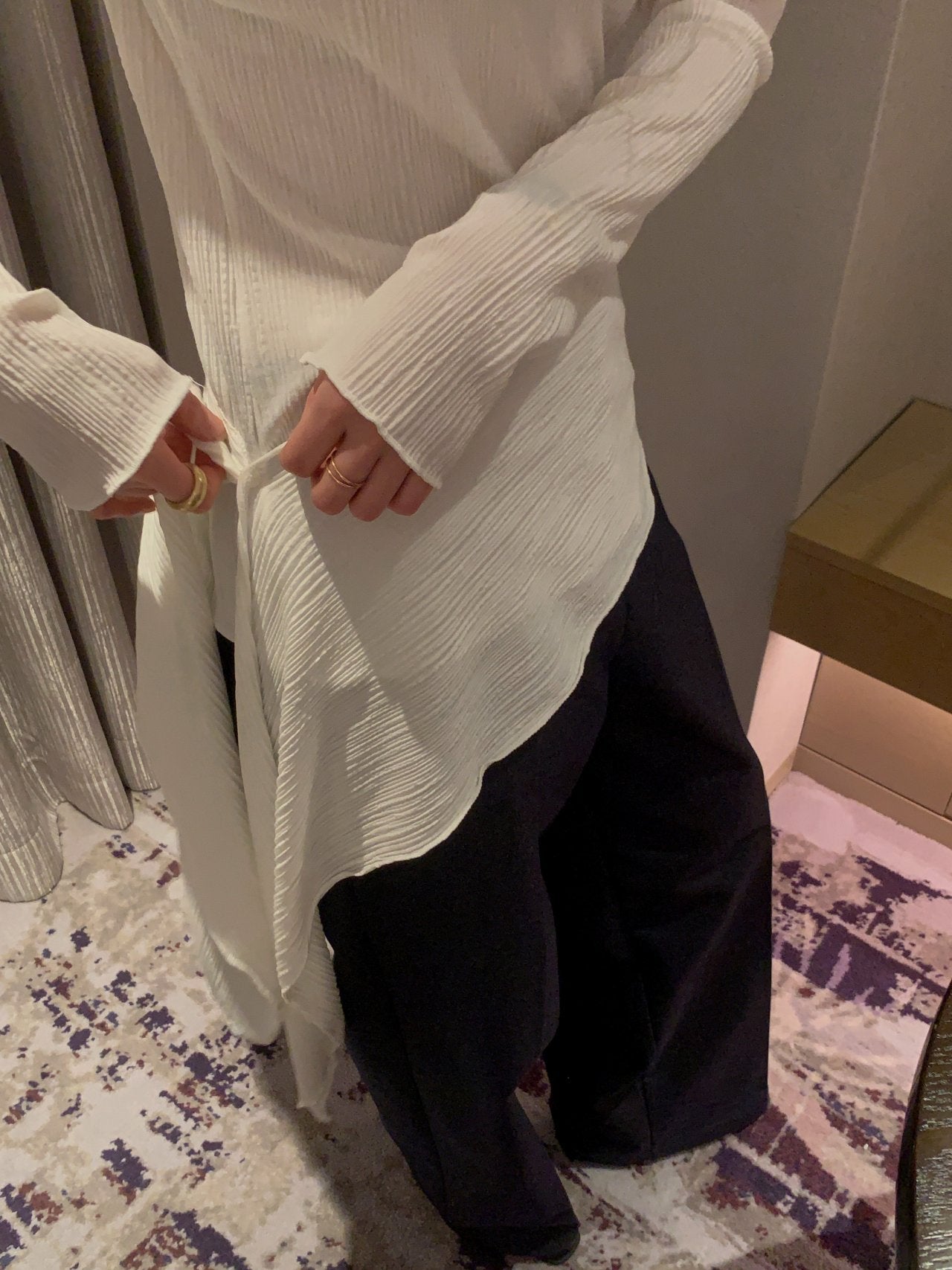 Pleated Scarf Set Tee