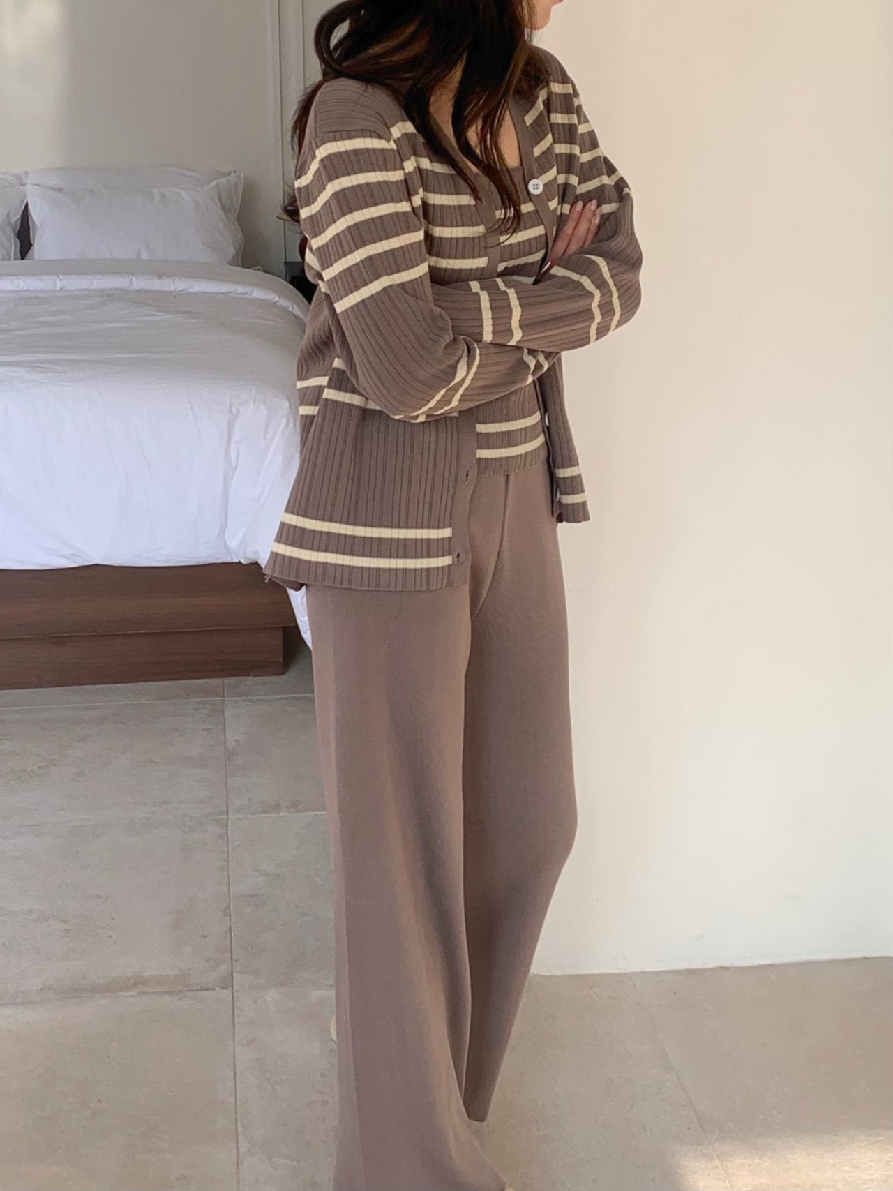 Elegant Stripe Knit 3-Piece Set