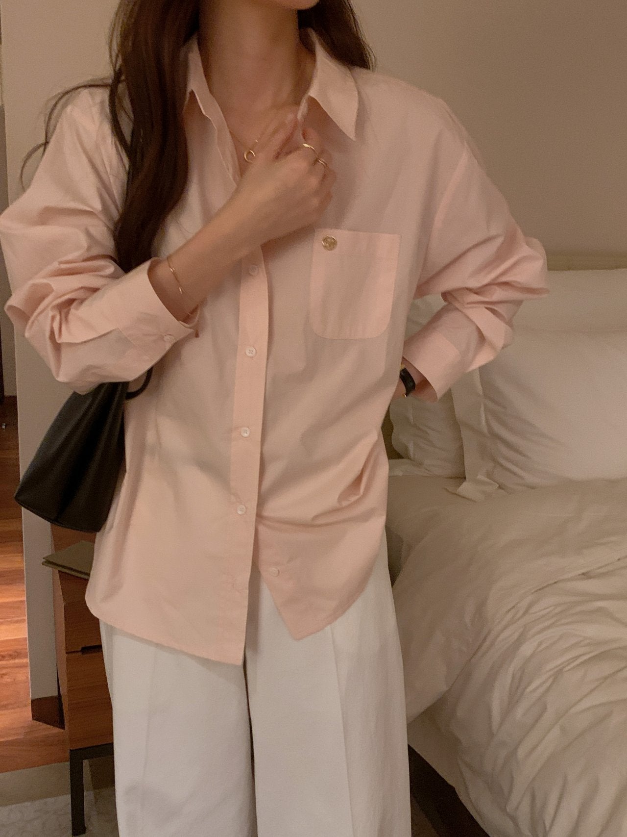 [Best Seller] Essential Cotton Button Down Shirt * Local Delivery: 1–2 Business Days (pink) *