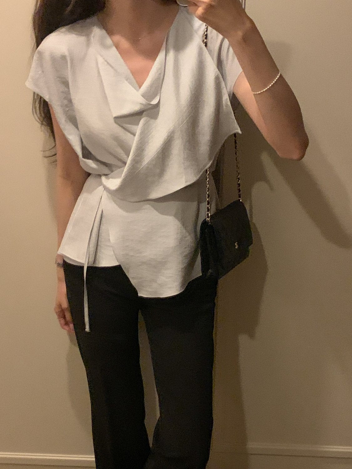 Draped Side-Button Blouse
